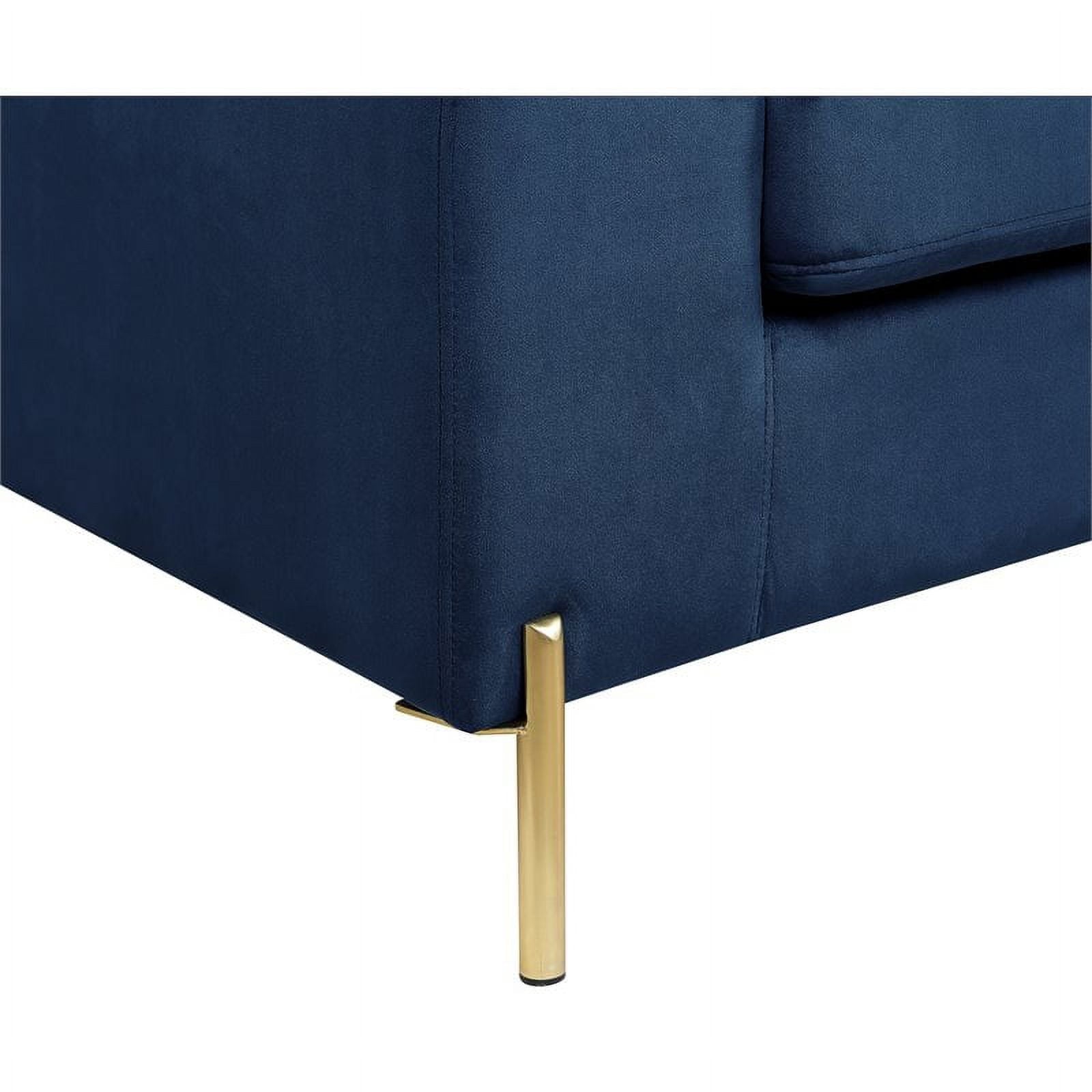 Maklaine Modern Velvet Sectional Sofa with Gold Legs in Blue