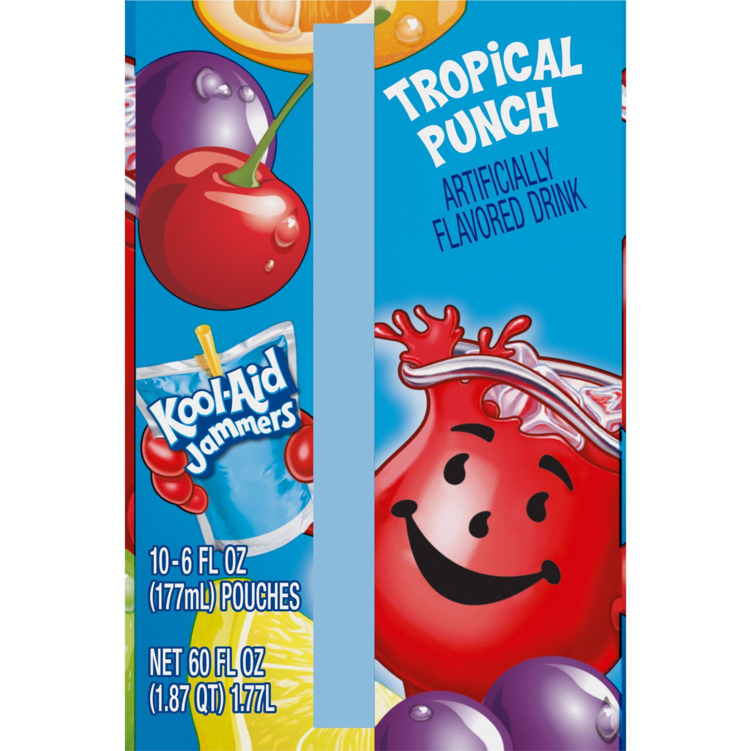 Kool Aid Jammers Tropical Punch Kids Drink 0% Juice Box Pouches, 10 Ct Box, 6 fl oz Pouches