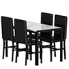 Paproos Dining Table Set for 4, Modern 5-Piece Kitchen Table Set with Marble Top and Velvet Upholstery Chairs, Heavy Duty Dinette Sets for Breakfast Nook, Dining Room Table and Chairs, Gray