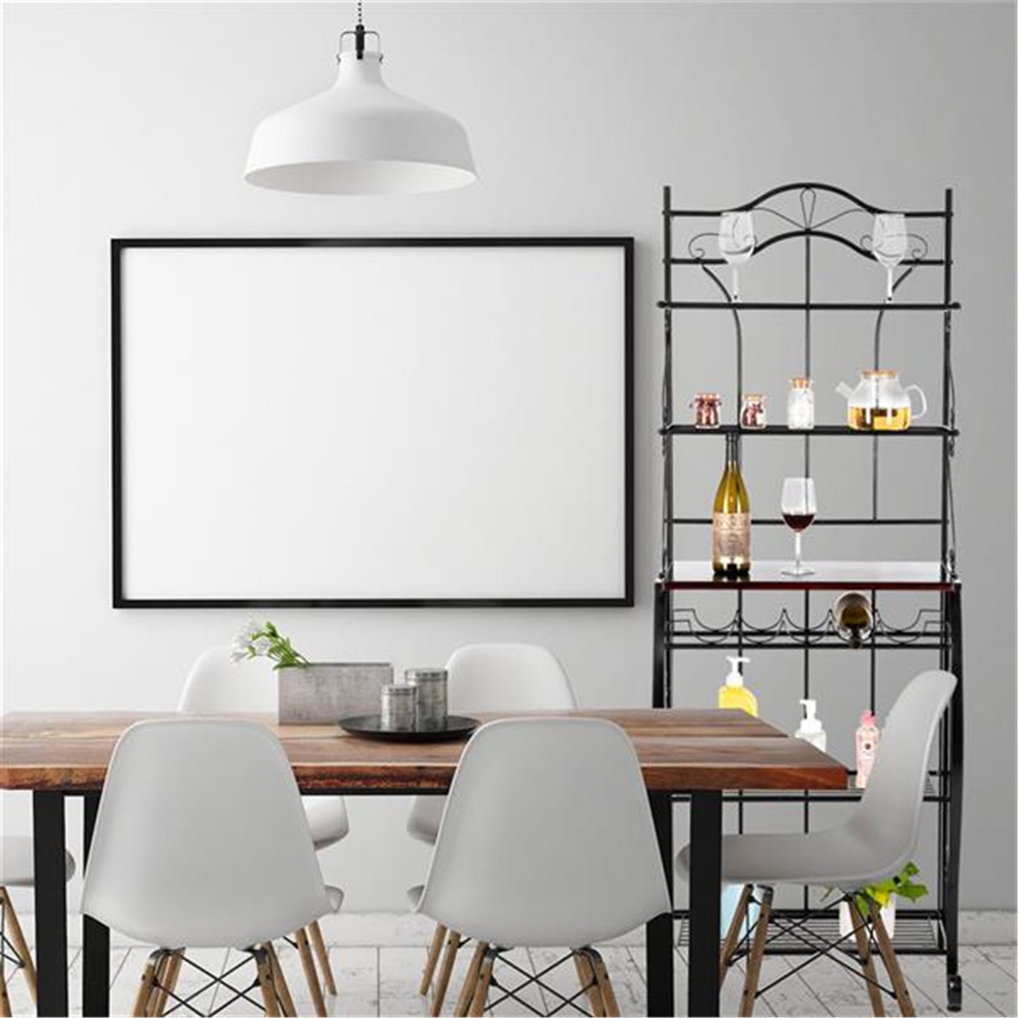 Artisasset 5-Tier Scroll Feet Metal Kitchen Baker's Rack with Wine Holder, Black