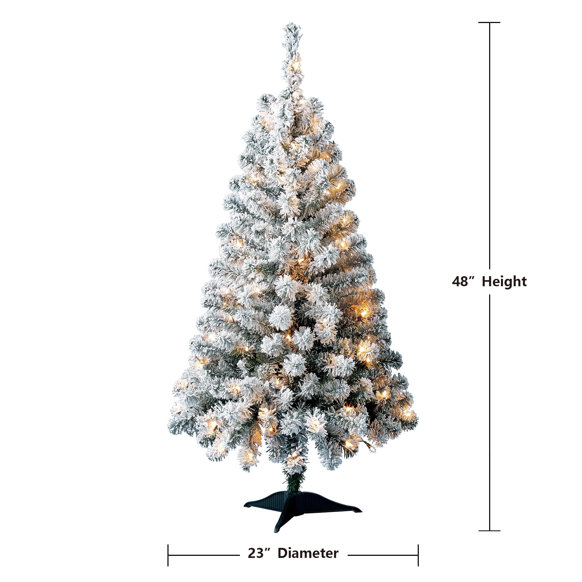 4' Pre-Lit Greenfield Flocked Pine Artificial Christmas Tree, Clear Incandescent Lights, by Holiday Time