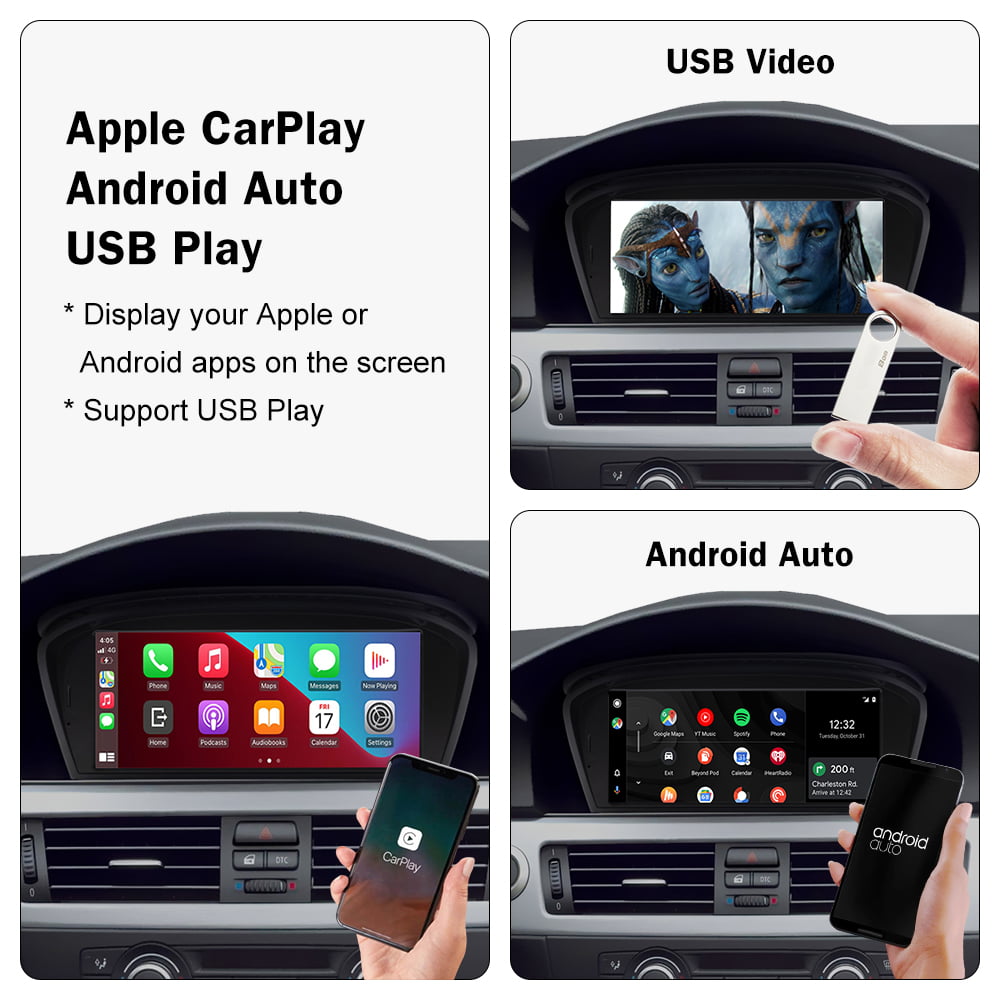 Road Top 8.8 inch Touch Screen Car Stereo for 2010-2012 BMW 5 Series E60 E90 E91 E92 E93 with CIC System Apple Carplay Android Auto Radio GPS Navigation for Car, Portable Car Stereo Screen