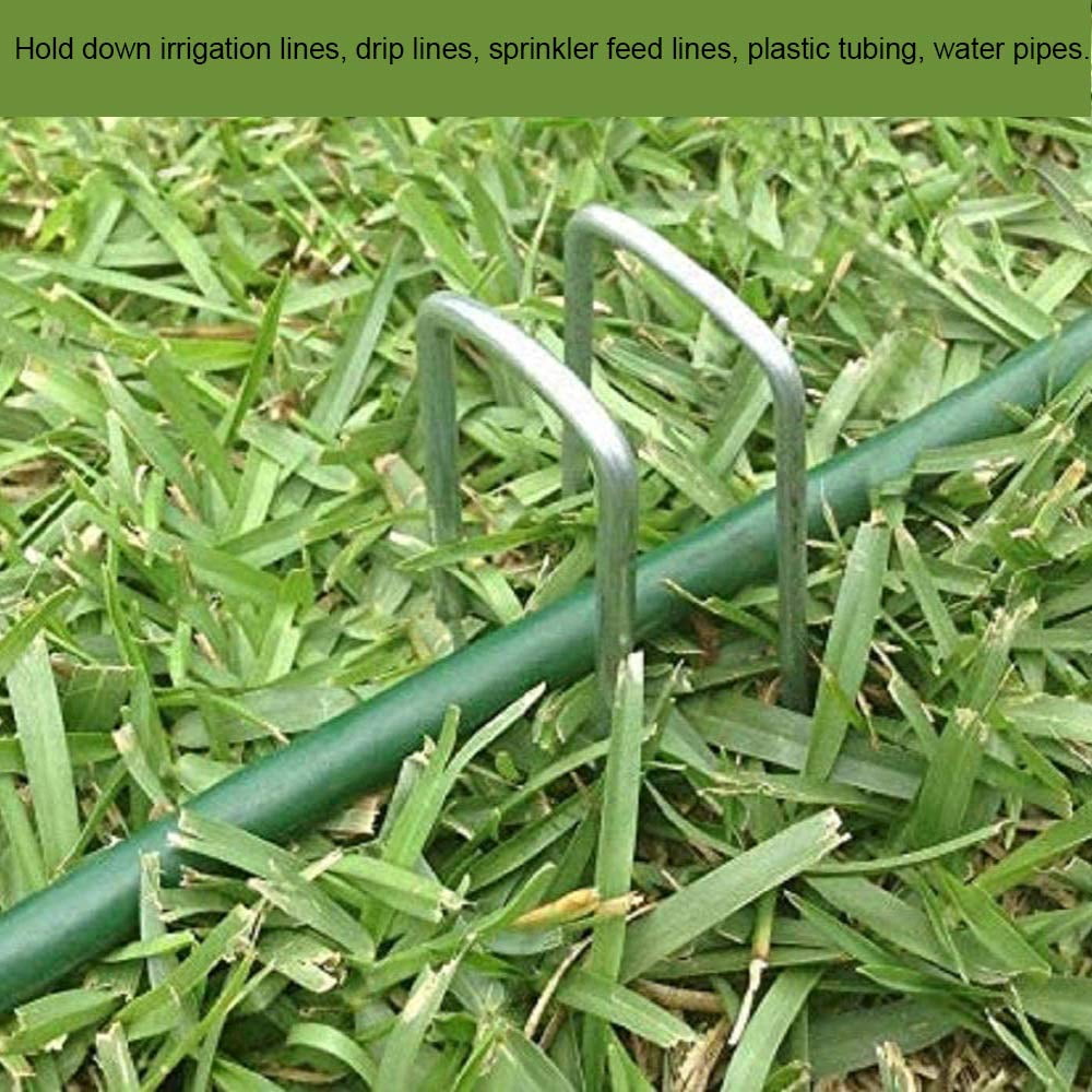 AAGUT 200 Pack 6 Inch Garden Stakes Galvanized Landscape Staples 11 Gauge Sod Pin GroundPegs_W200US