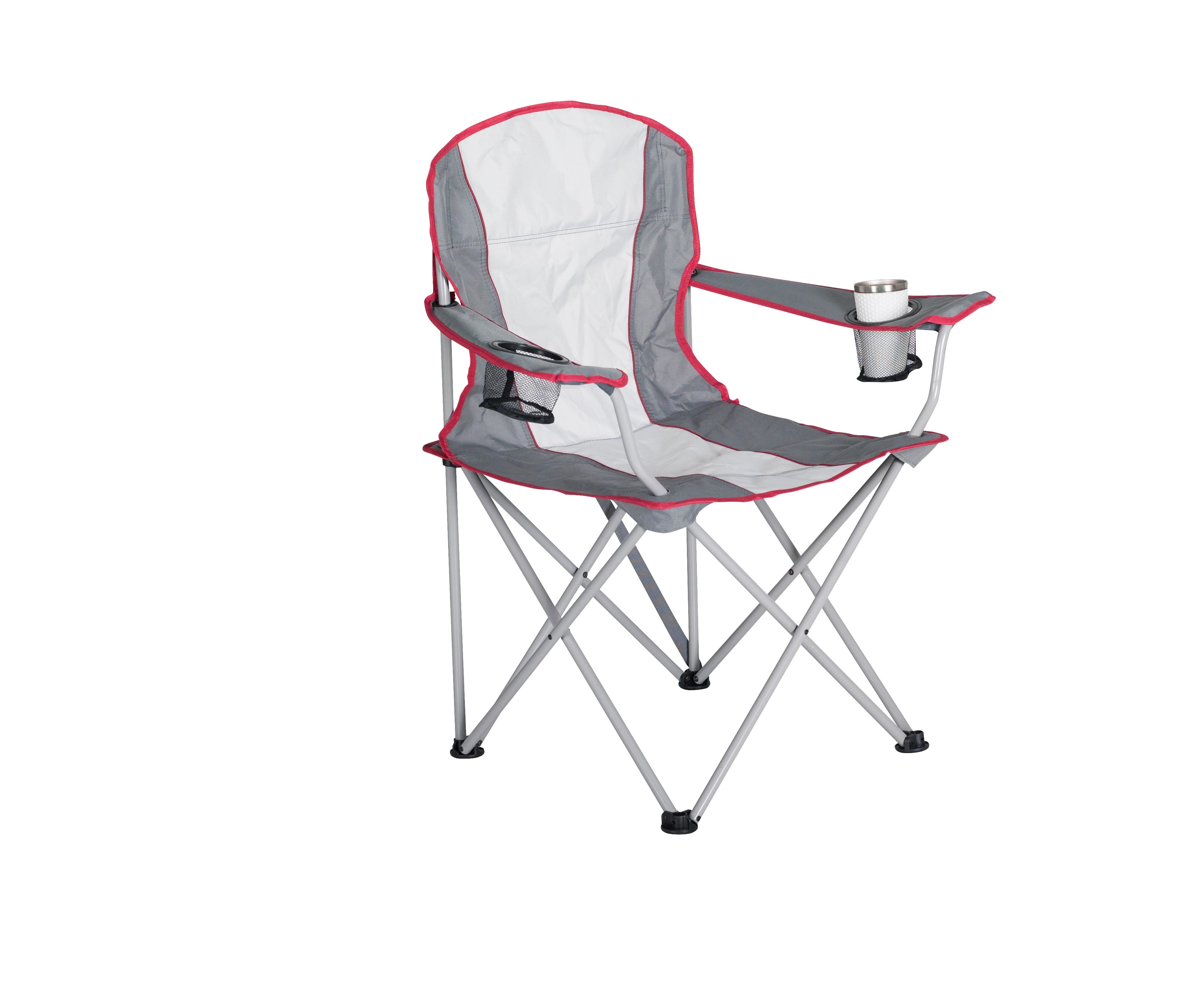 Ozark Trail Adult Oversized Quad Chair, Off White & Gray