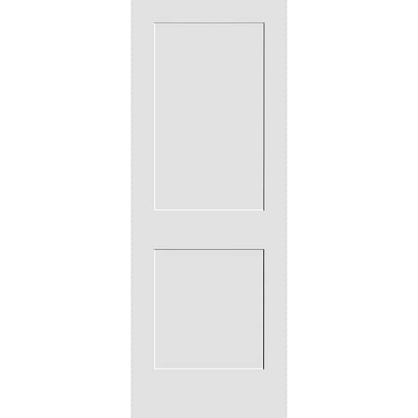 32 in. x 80 in. 2-Panel Left Hand Solid Wood Primed White MDF Single Prehung Interior Door with Matte Black Hinges