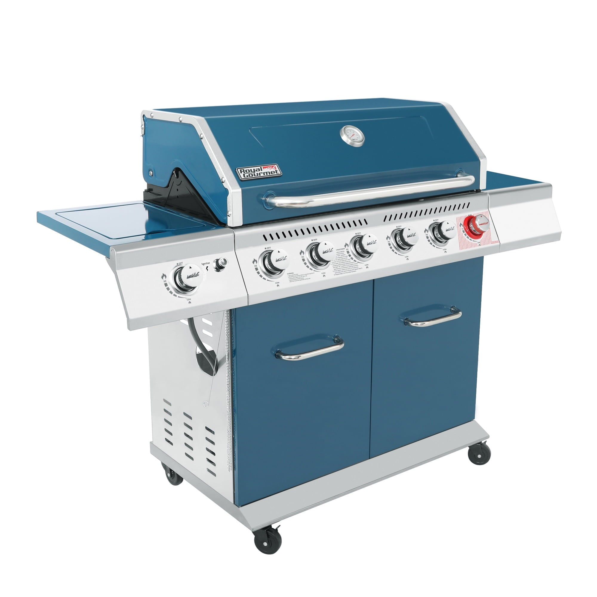 Royal Gourmet GA6402B 6-Burner BBQ Gas Grill with Sear Burner and Side Burner, 74,000 BTU