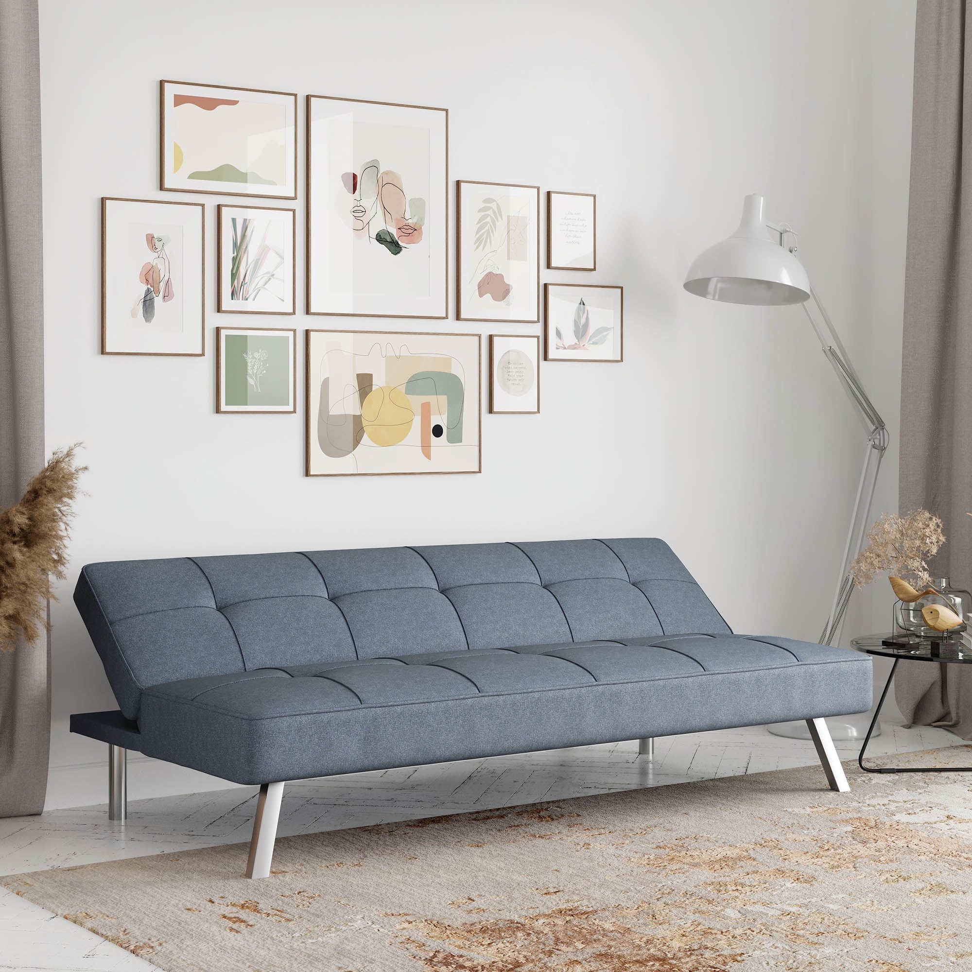 Serta Chelsea Modern Futon, Light Gray Fabric