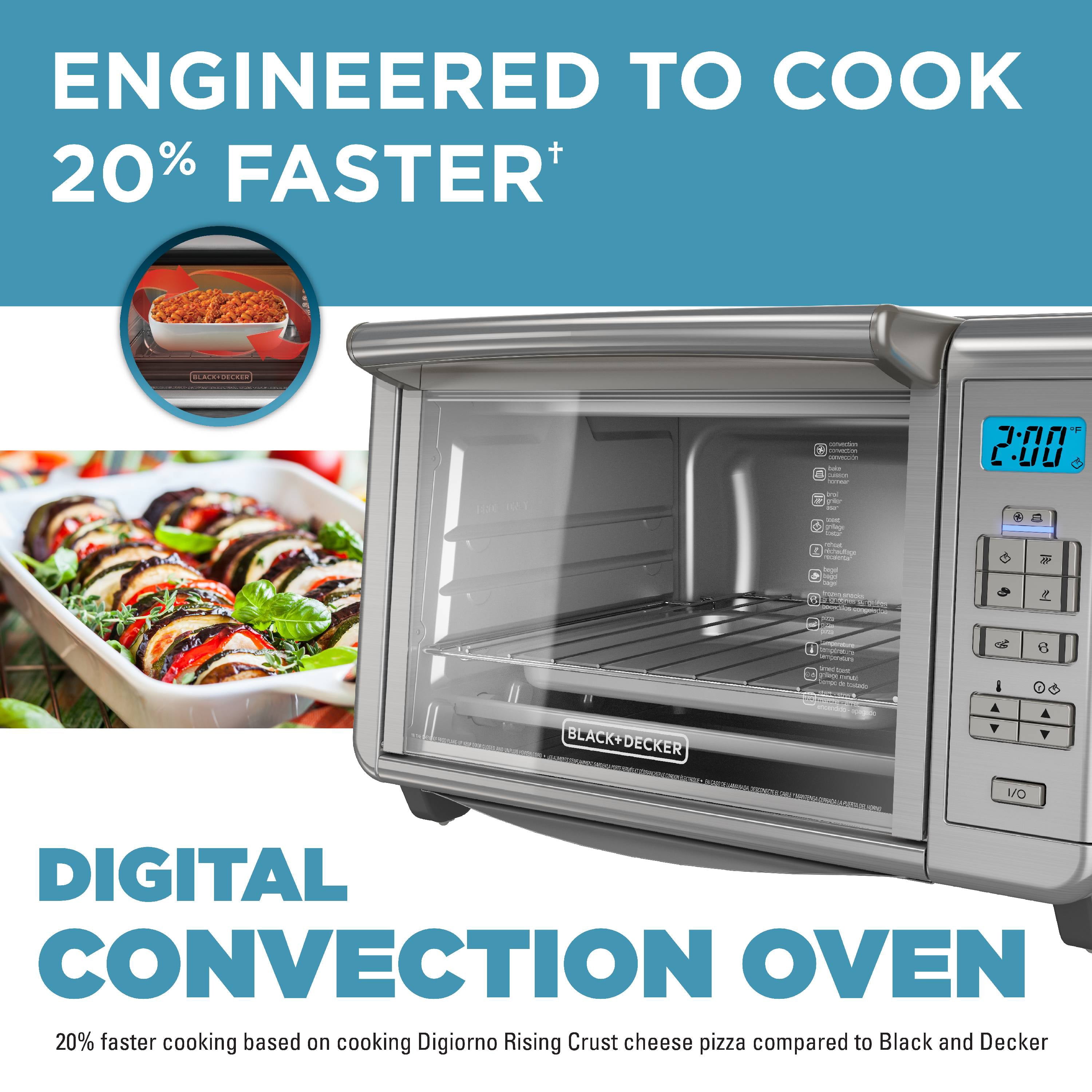 BLACK+DECKER 6-Slice Digital Convection Toaster Oven, Stainless Steel, TO3280SSD