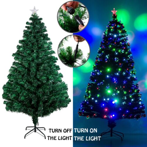 4/5/6/7ft Pre Lit Fiber Optic LED Multicolor Artificial Xmas Christmas Tree US