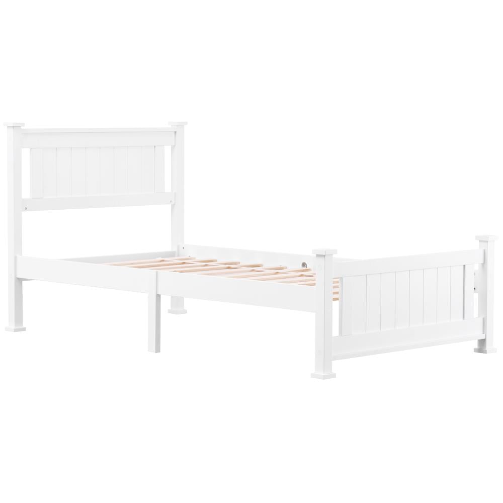 GoDecor Wood Platform Bed with Hardwood Slats Suitable for Bedroom/Kids, Include Headboard and Footboard, Full/White