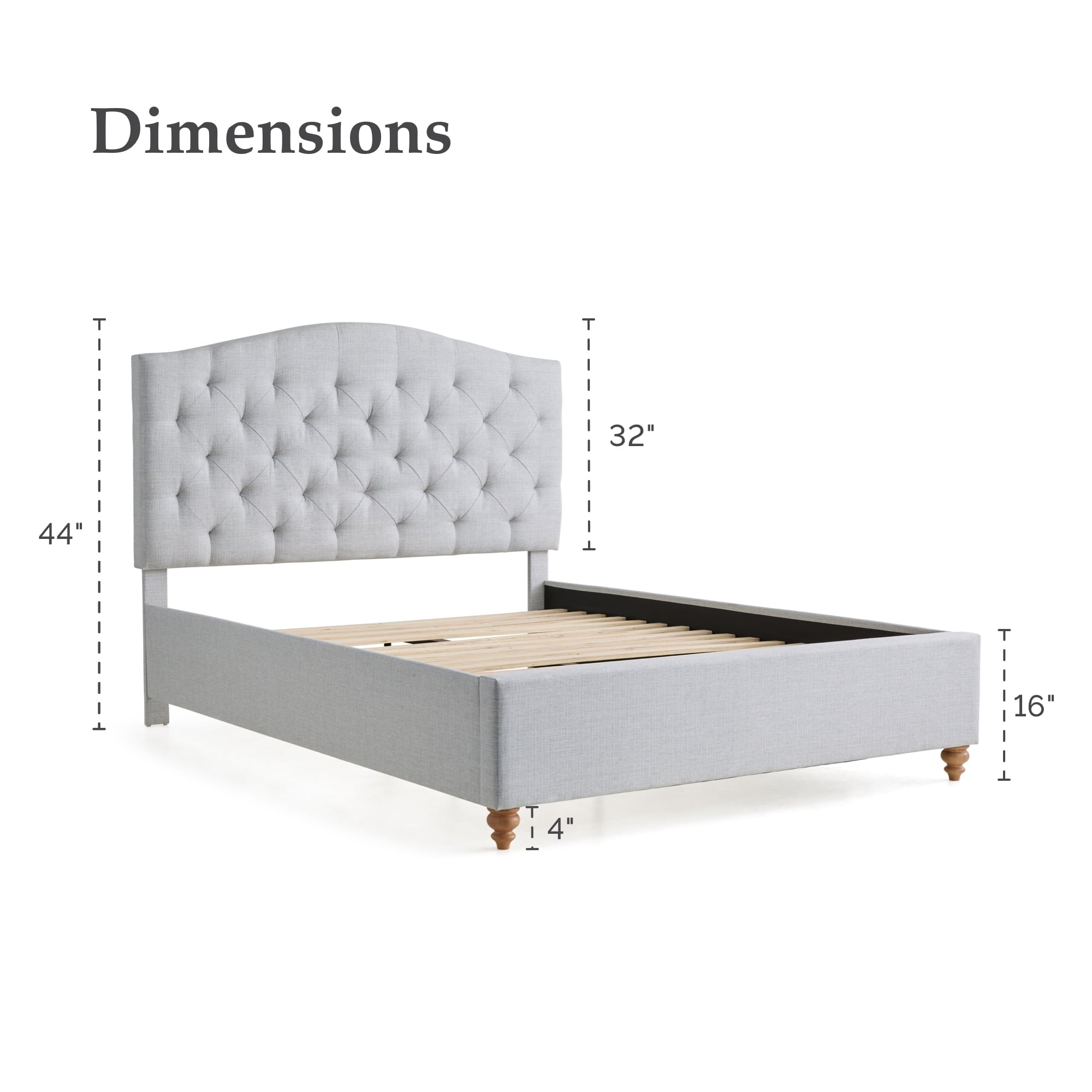 My Texas House Anna Upholstered Diamond Tufted Platform Bed, Twin, Light Gray