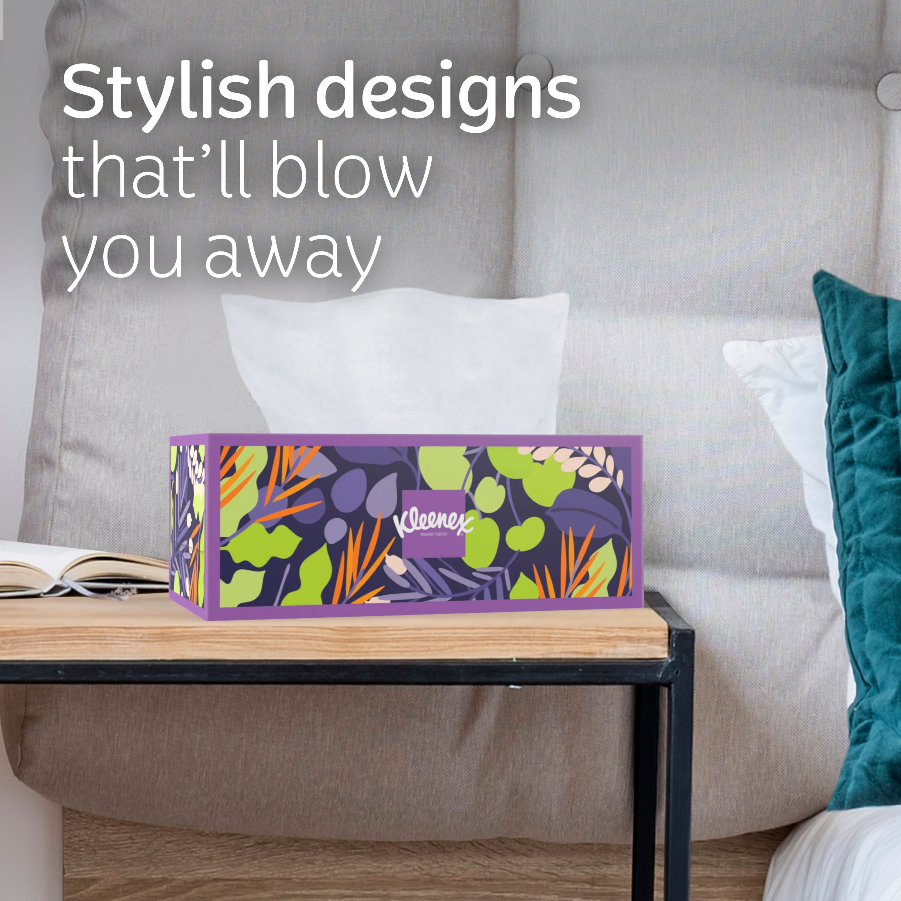 Kleenex Ultra Soft Facial Tissues, 2 Flat Boxes, 120 White Tissues per Box, 3-Ply