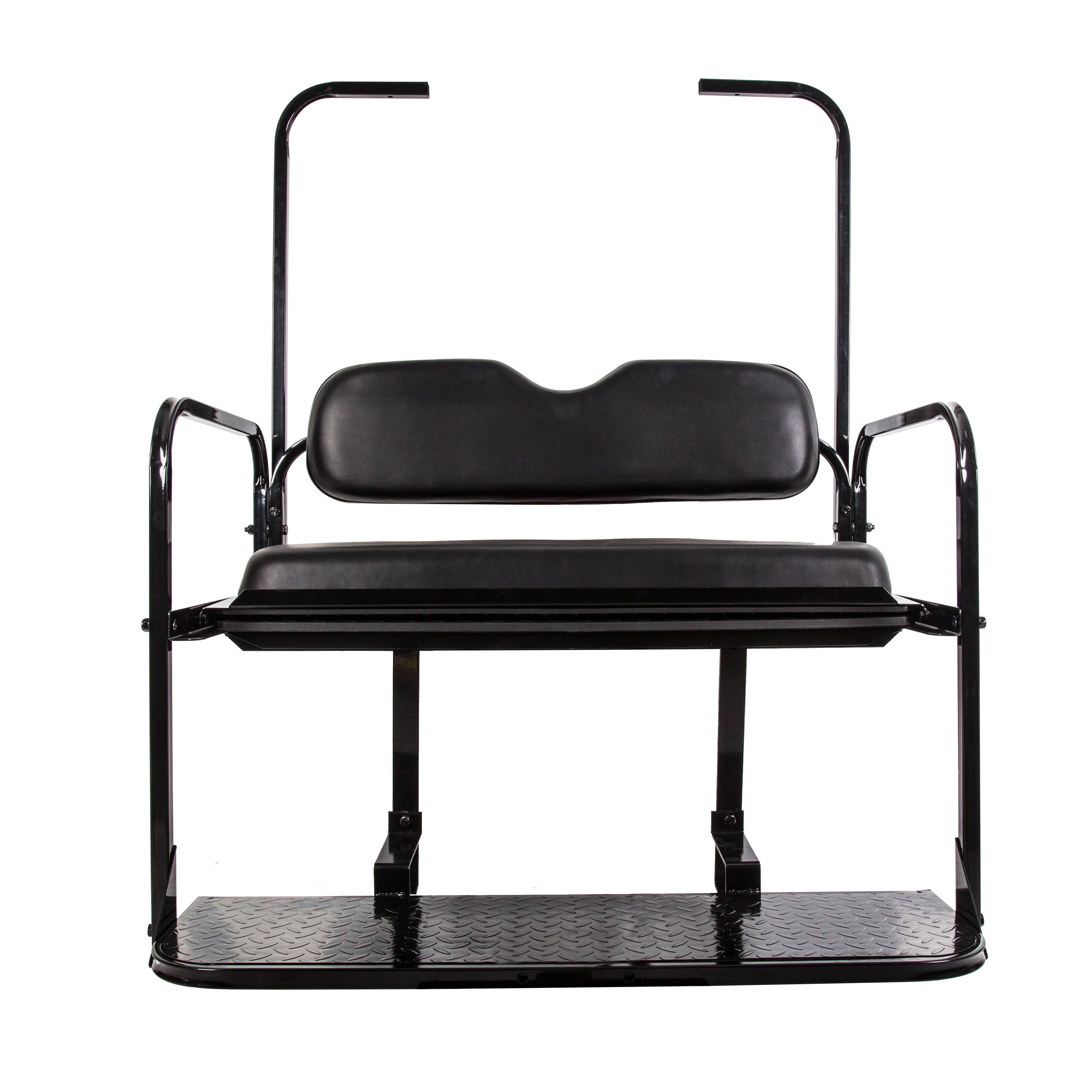 Kojem Black Flip Folding Rear Back Seat Kit & Safety Grab Bar Compatible with 1995-Up EZGO TXT Golf Cart