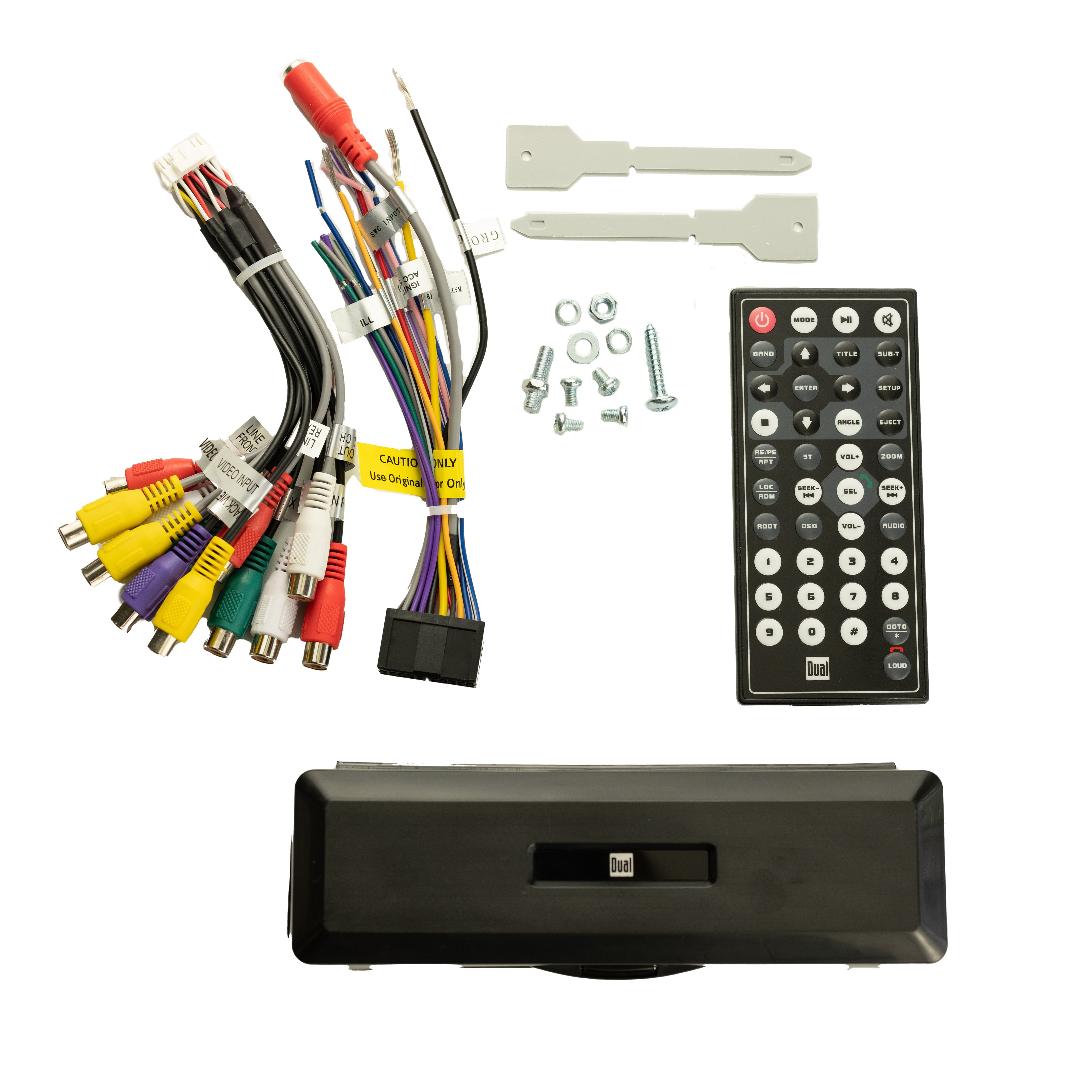 Dual DV712 7 inch Single DIN Car Stereo Radio | Multimedia Touch Screen | Siri/Google Voice Assist | Bluetooth | CD/DVD | USB and microSD Inputs