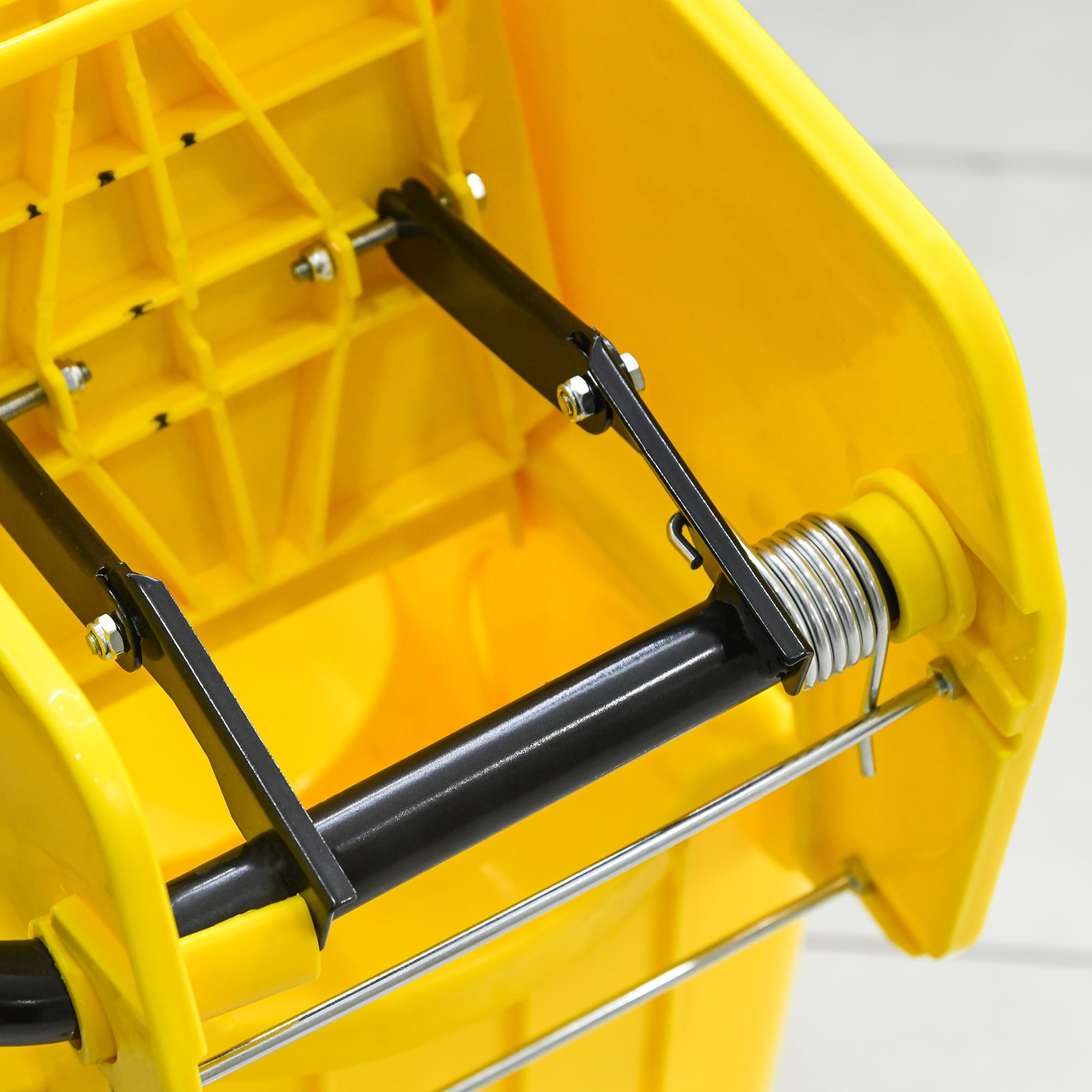 HOMCOM Residential Mop Bucket with Side Press Wringer and Wheels, Yellow