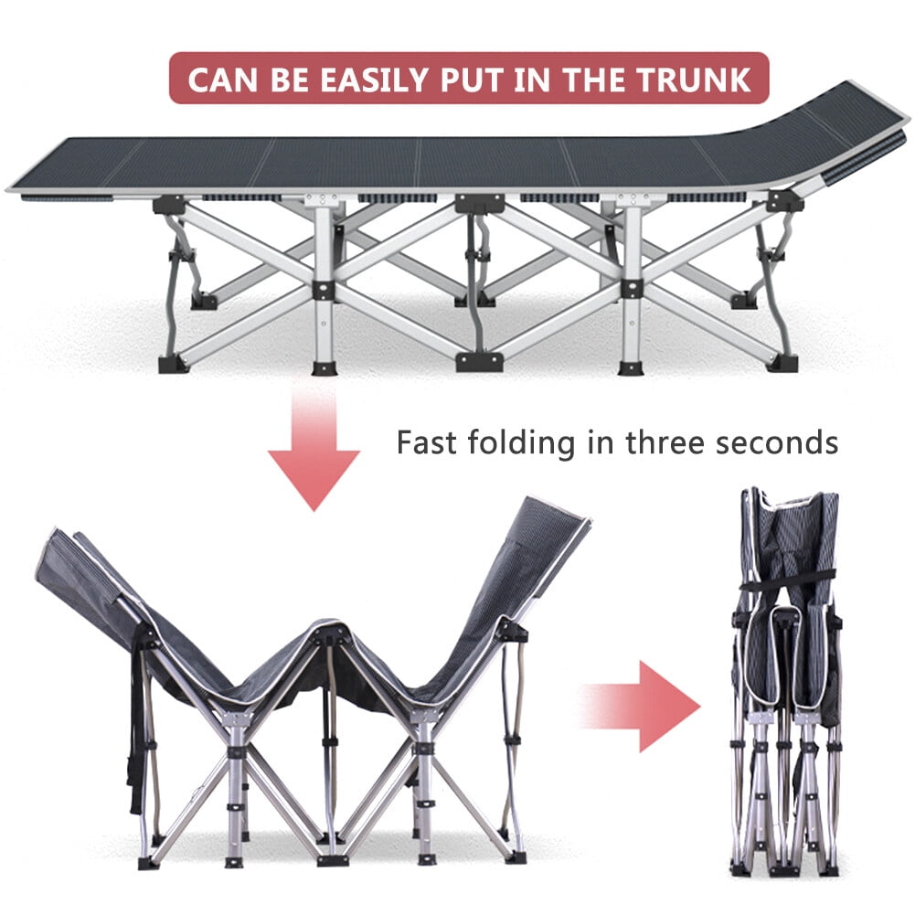 MOPHOTO Folding Camping Cots for Adults, Portable Folding Bed, Heavy Duty Collapsible Sleeping Bed, W/Mattress & Carrying Bag, 75