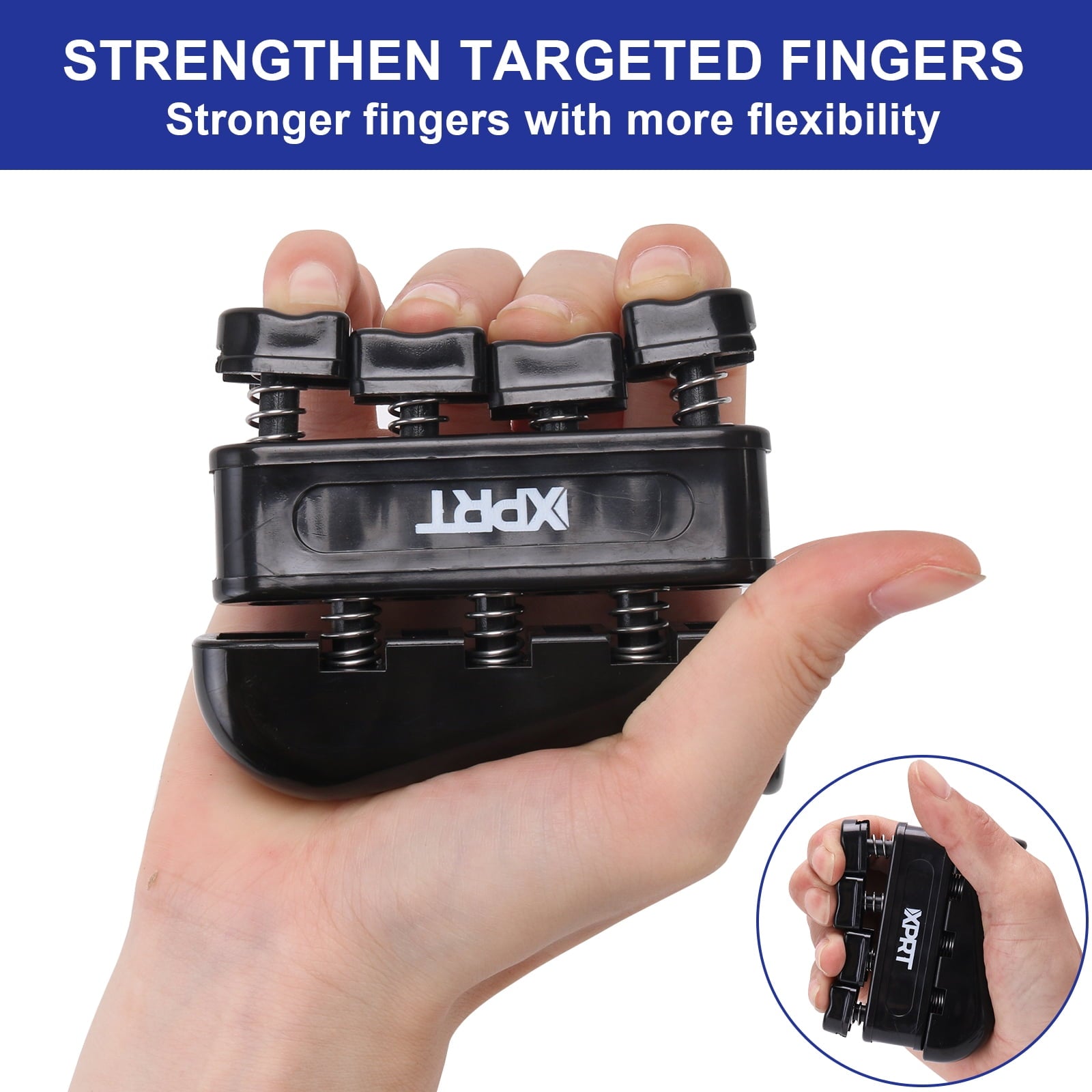 XPRT Fitness Finger Strengthener for isolate exercise of each finger, Hand Strength, Endurance, Rehabilitation, 7 lb resistance level