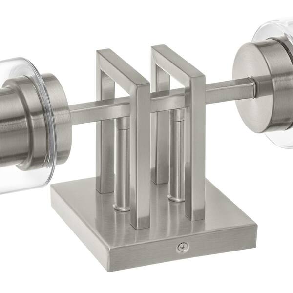 Westerling 19 in. 2-Light Brushed Nickel Linear Bathroom Vanity Light Fixture with Clear Glass Shades