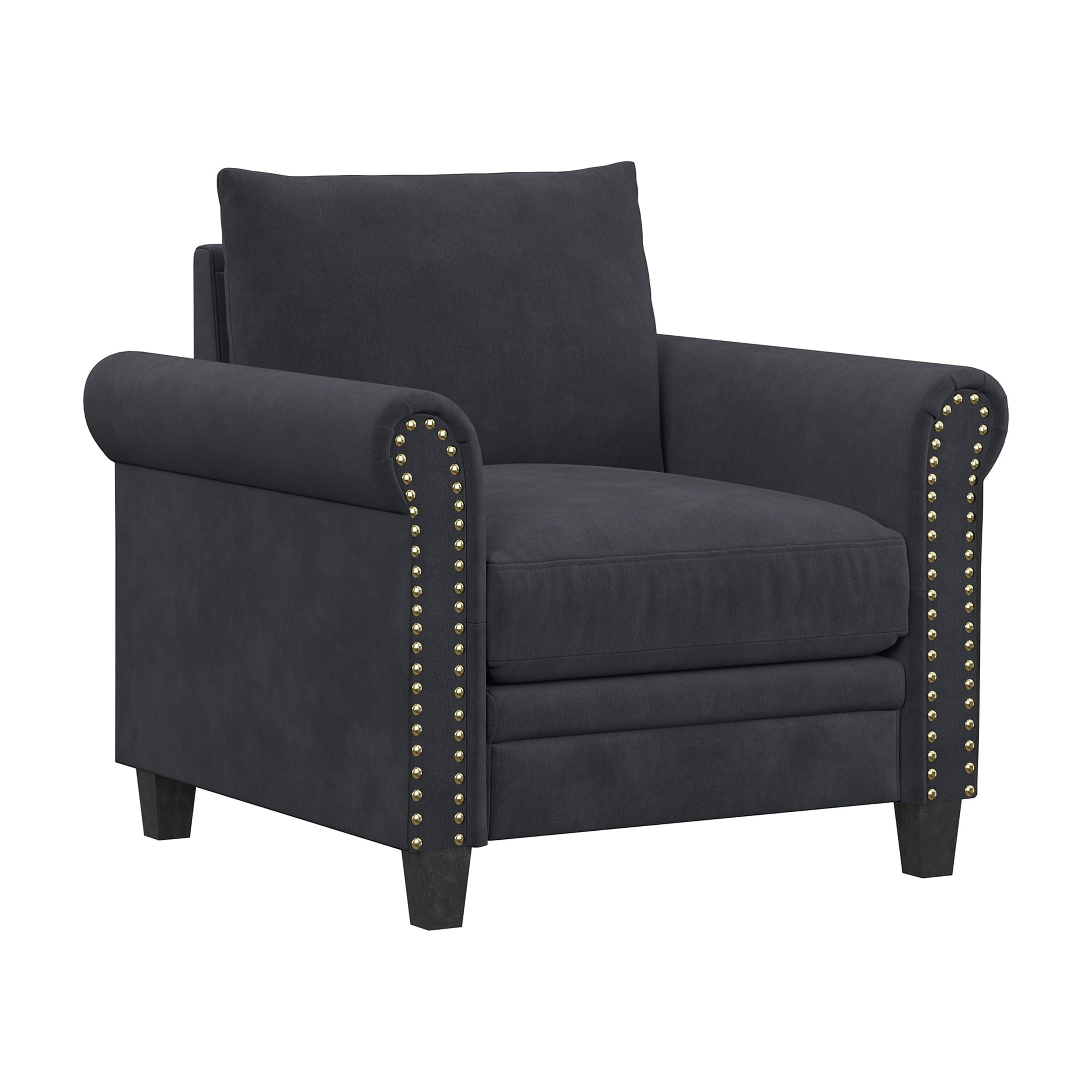 Lifestyle Solutions Fallon Armchair with Nail Head Trim, Gray Fabric