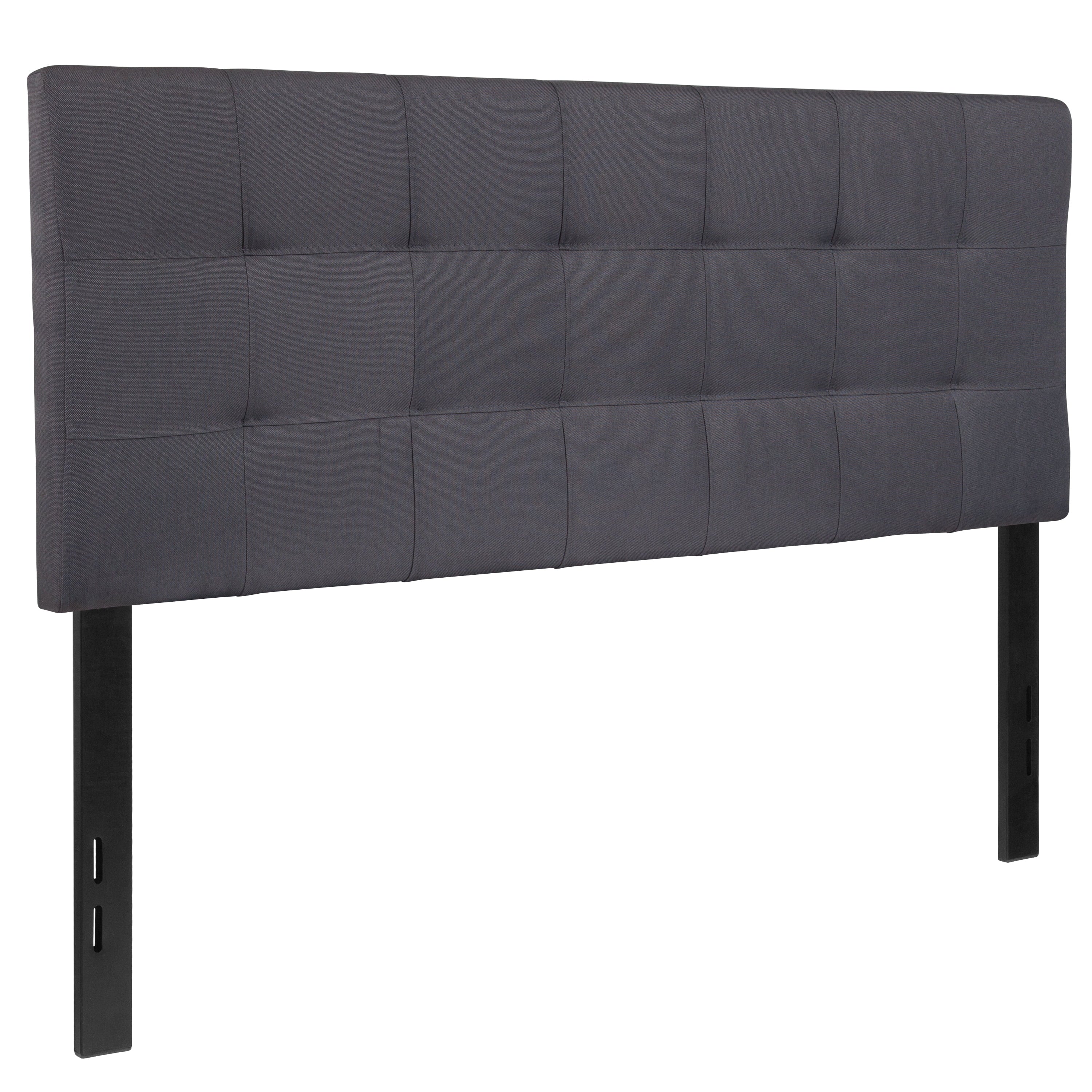 BizChair Quilted Tufted Upholstered Full Size Headboard in Dark Gray Fabric