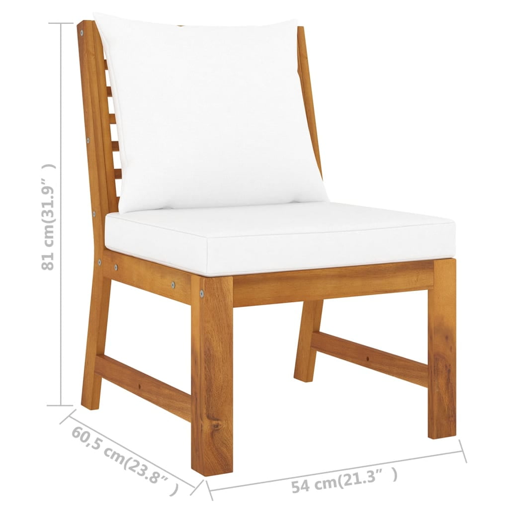 vidaXL 4 Piece Patio Lounge Set with Cushion Cream Solid Acacia Wood