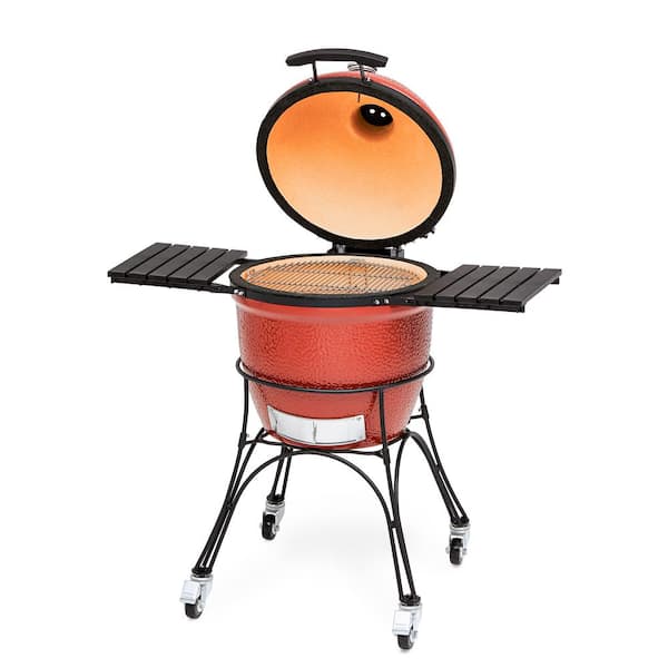 Classic Joe I 18 in. Charcoal Grill in Red with Cart, Side Shelves, Grate Gripper, and Ash Tool
