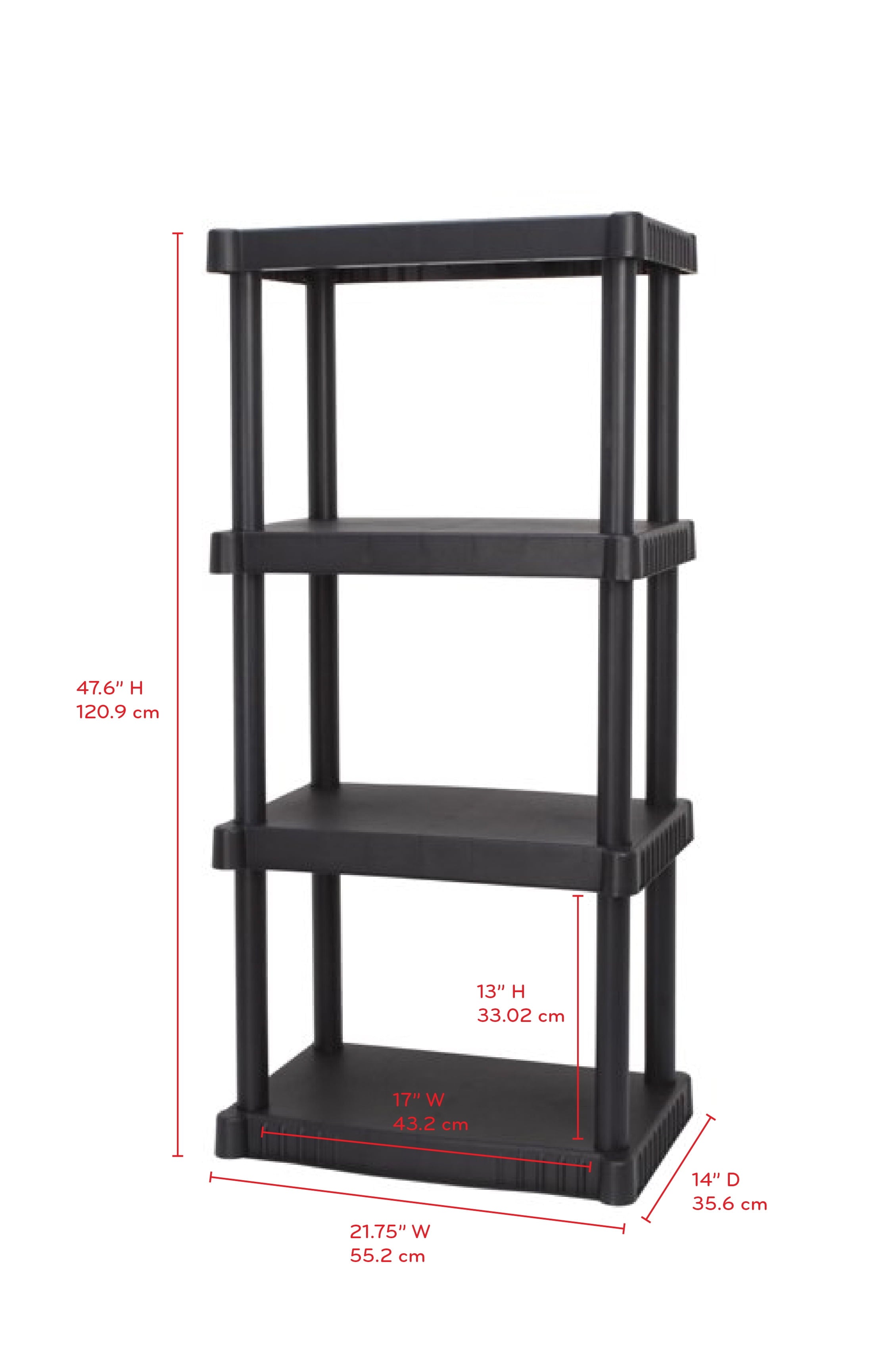 Hyper Tough 4-Shelf Plastic Garage Shelves, Black, Holds up to 340 lbs (3 Pack)