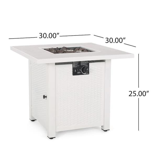 Symonds White/Light Grey Wood Grain Square Metal Fire Pit