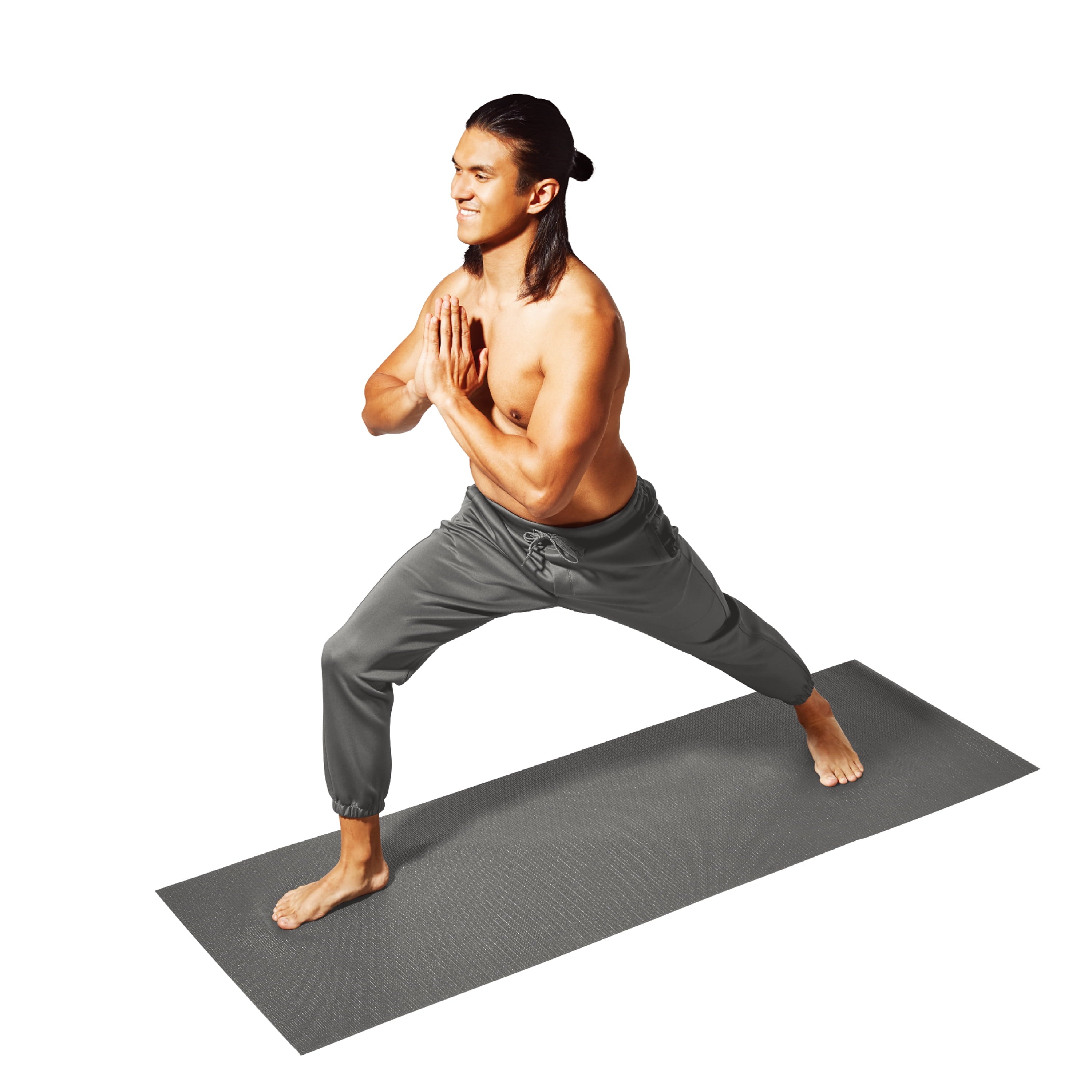 Athletic Works PVC Yoga Mat, 3mm, Dark Gray, 68inx24in, Nonslip, Cushioning for Support and Stability