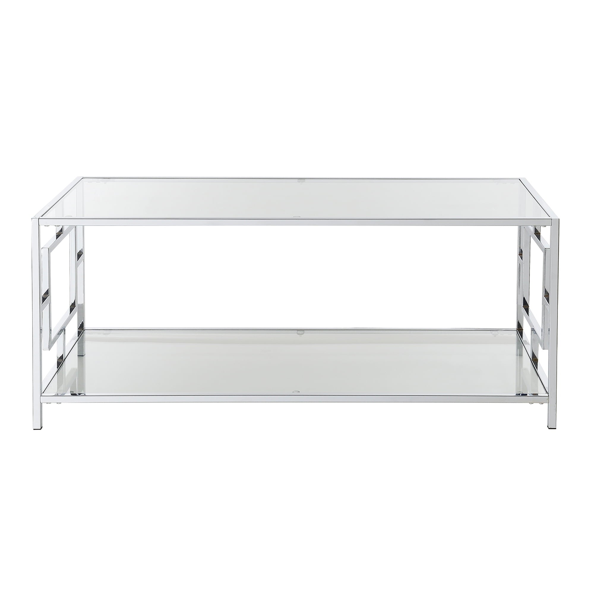 Convenience Concepts Town Square Coffee Table, Clear Glass/Chrome Frame