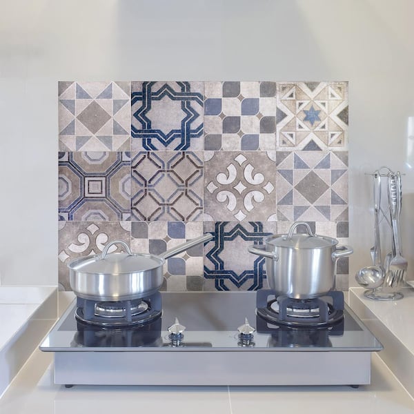 Blue Vintage Tiles Kitchen Panel Wall Decal