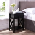 Wooden Nightstand with Storage Shelf Bedside Table Side Tables Bedroom Wooden Night Stands Bed Side Table by Naomi Home, Set of 2