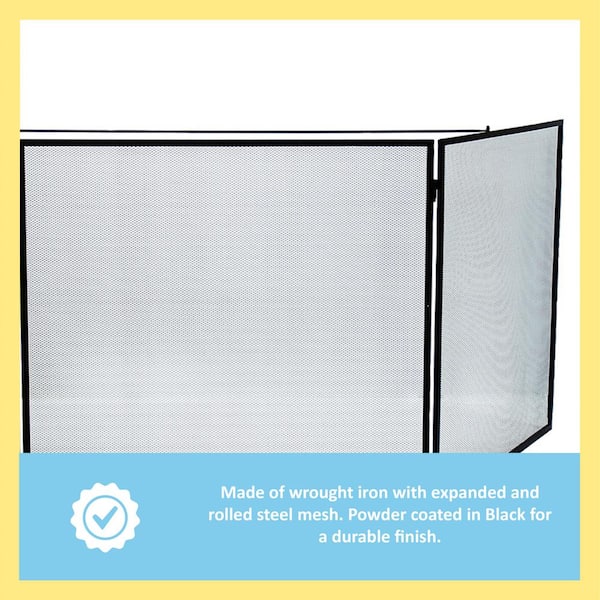 88 in. L Black 3-Panel Large Child Fireplace Guard