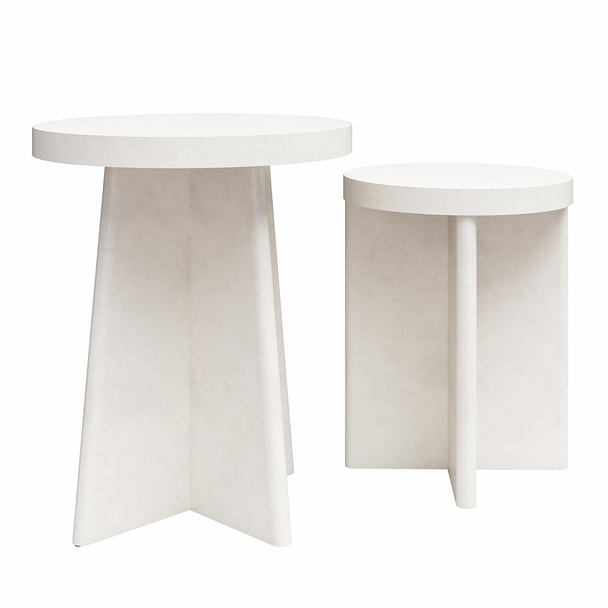Queer Eye Liam Round End Tables, Set of 2, Plaster