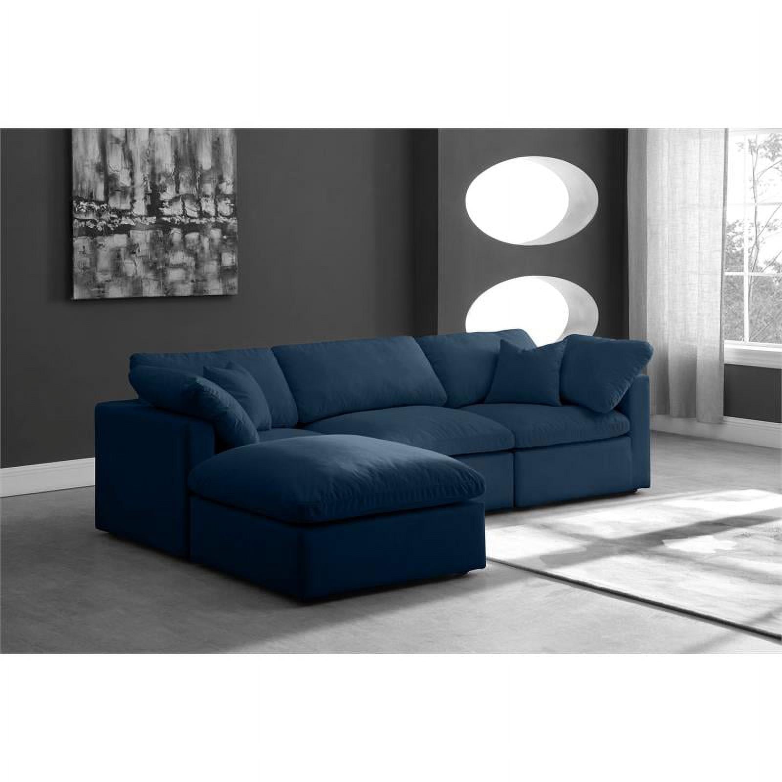Meridian Furniture Plush Standard Navy Velvet Modular Sectional