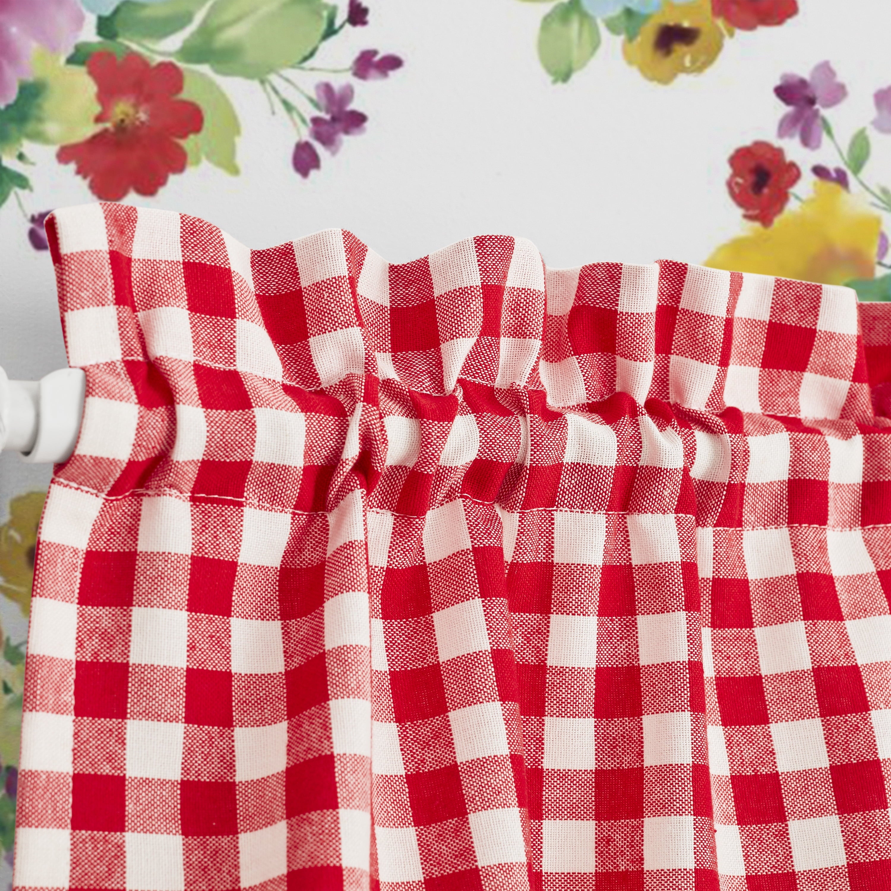 The Pioneer Woman Gingham 3-Piece Tier & Valance Set, Red