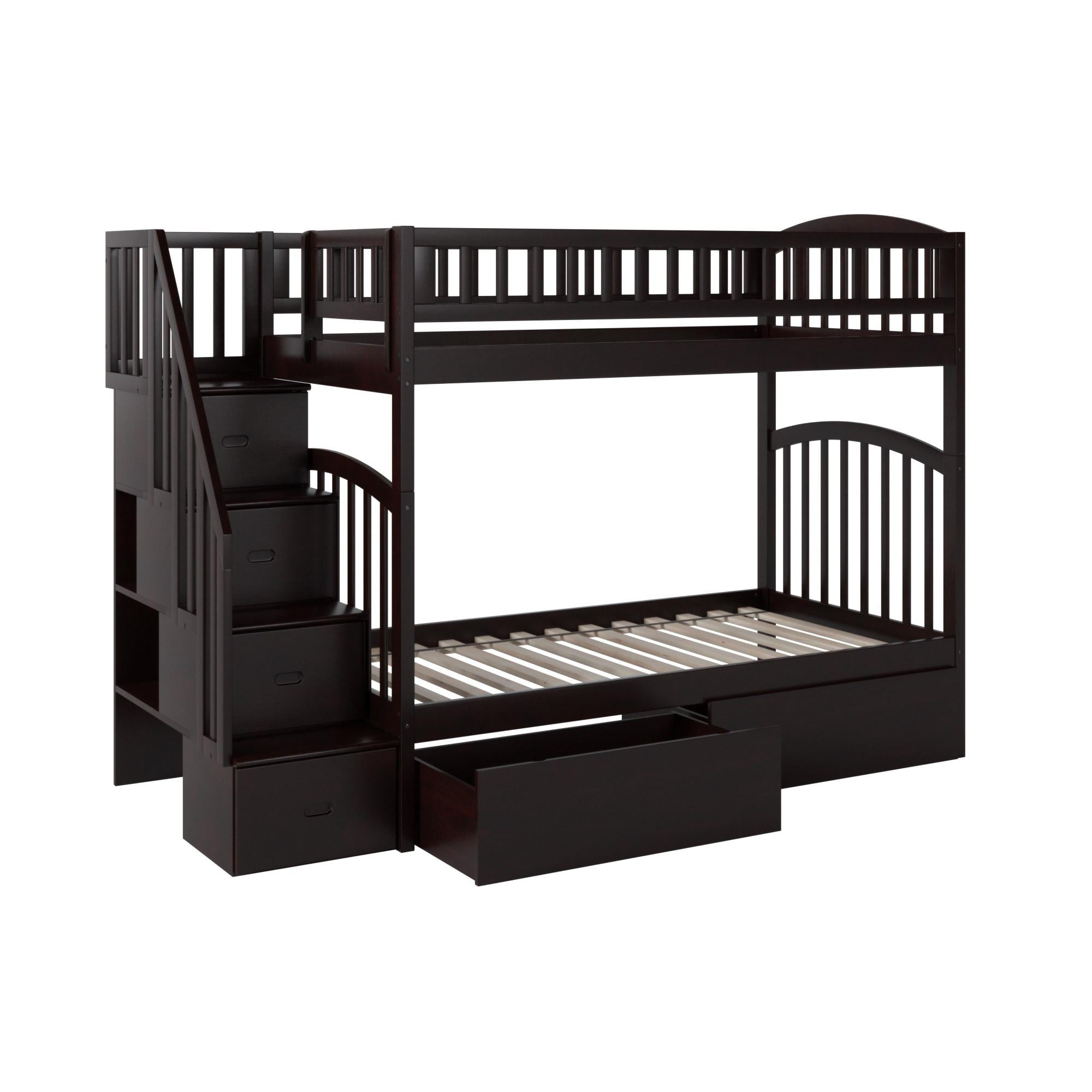 Westbrook Staircase Bunk Twin over Twin with 2 Urban Bed Drawers in Espresso