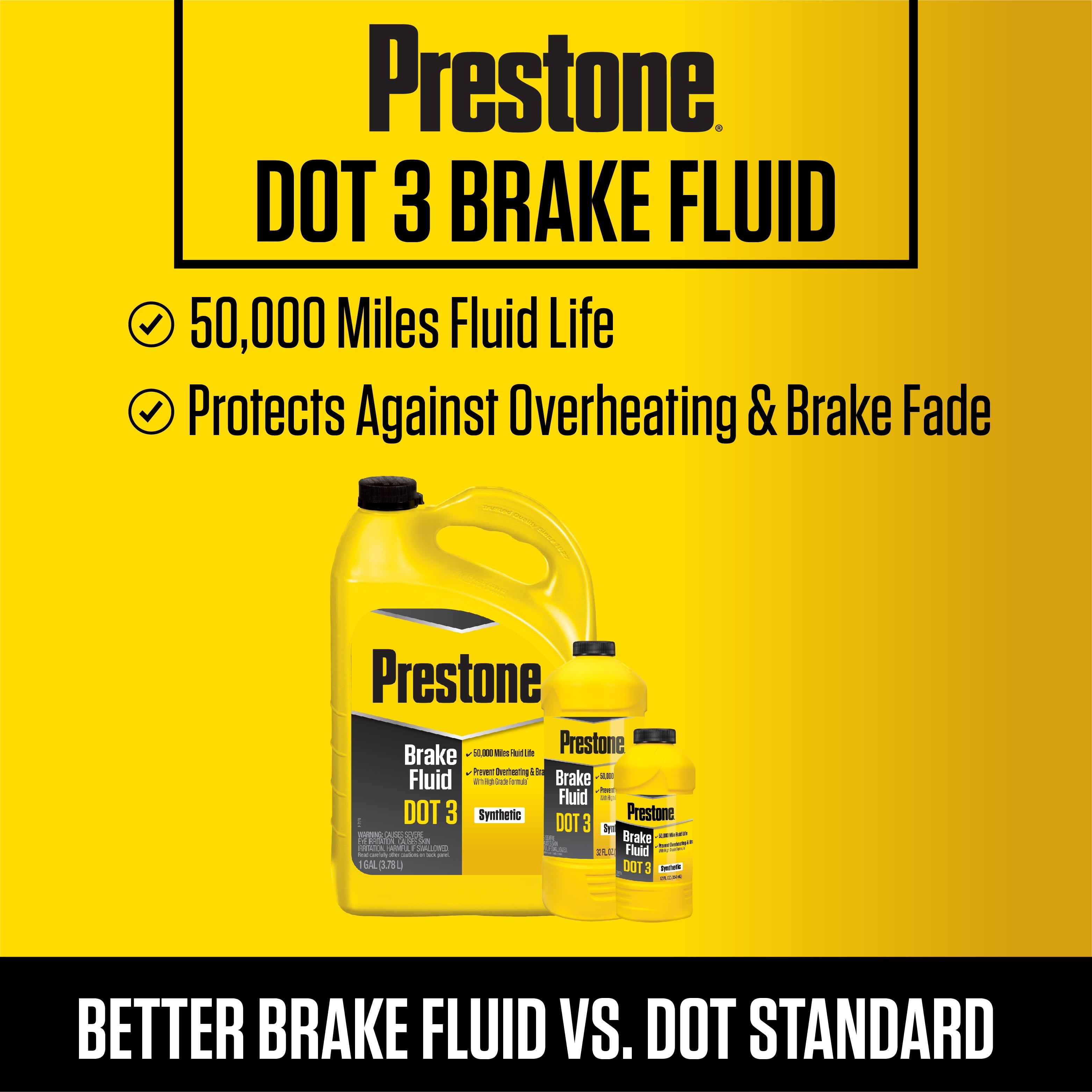 Prestone Synthetic Hi Temp DOT 3 Brake Fluid, 12OZ