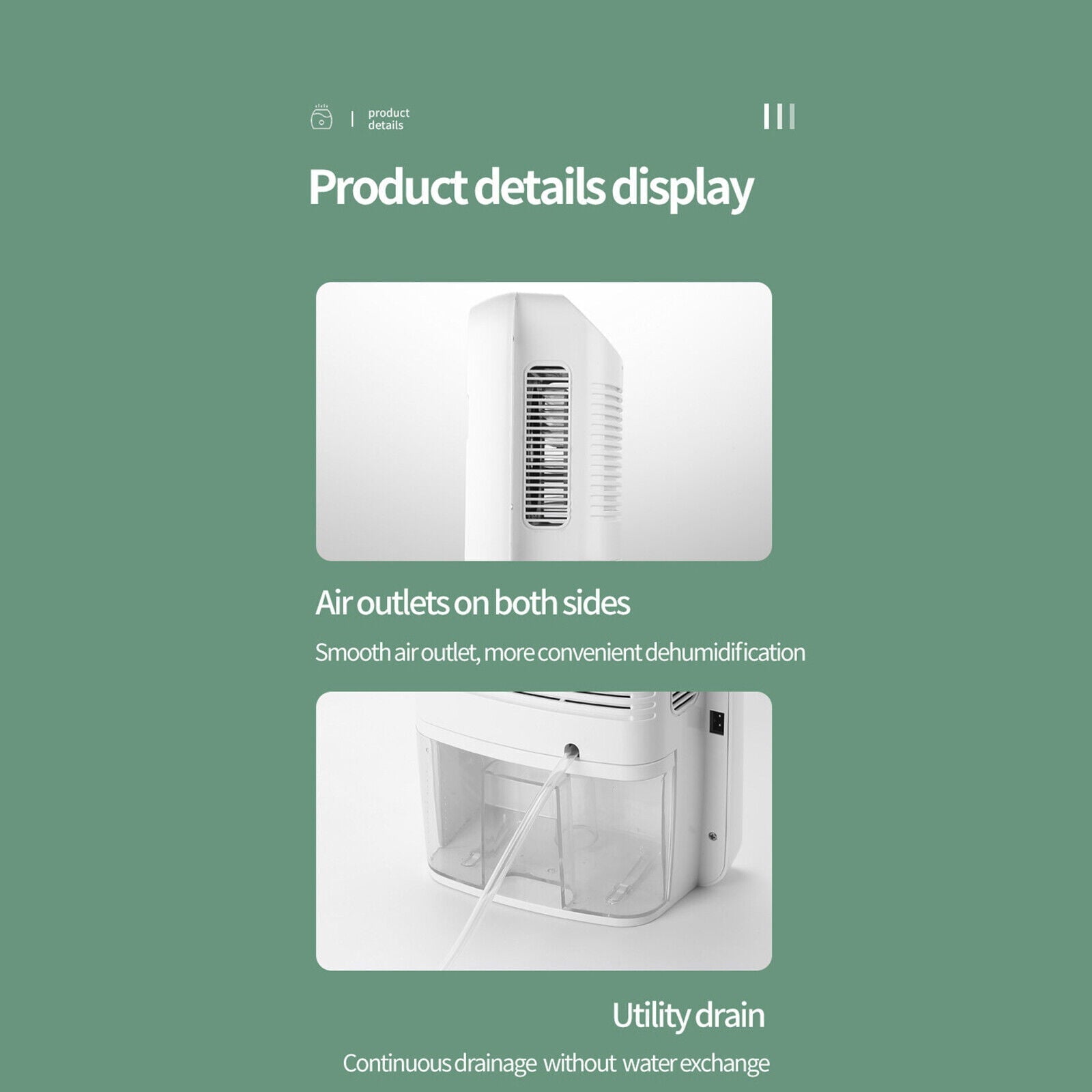 Miumaeov Dehumidifier Large Home 2.5L Air Dryer Damp Moisture Bedroom Remote Control 42W