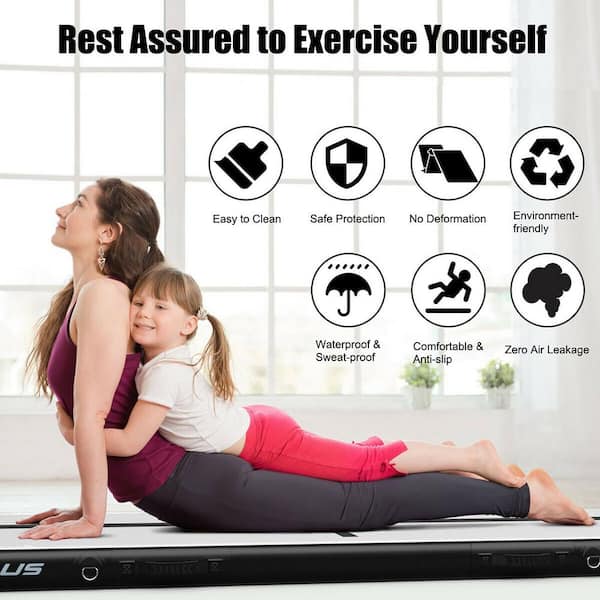 10 ft. Black PVC Air Track Inflatable Gymnastics Tumbling Mat w/Pump