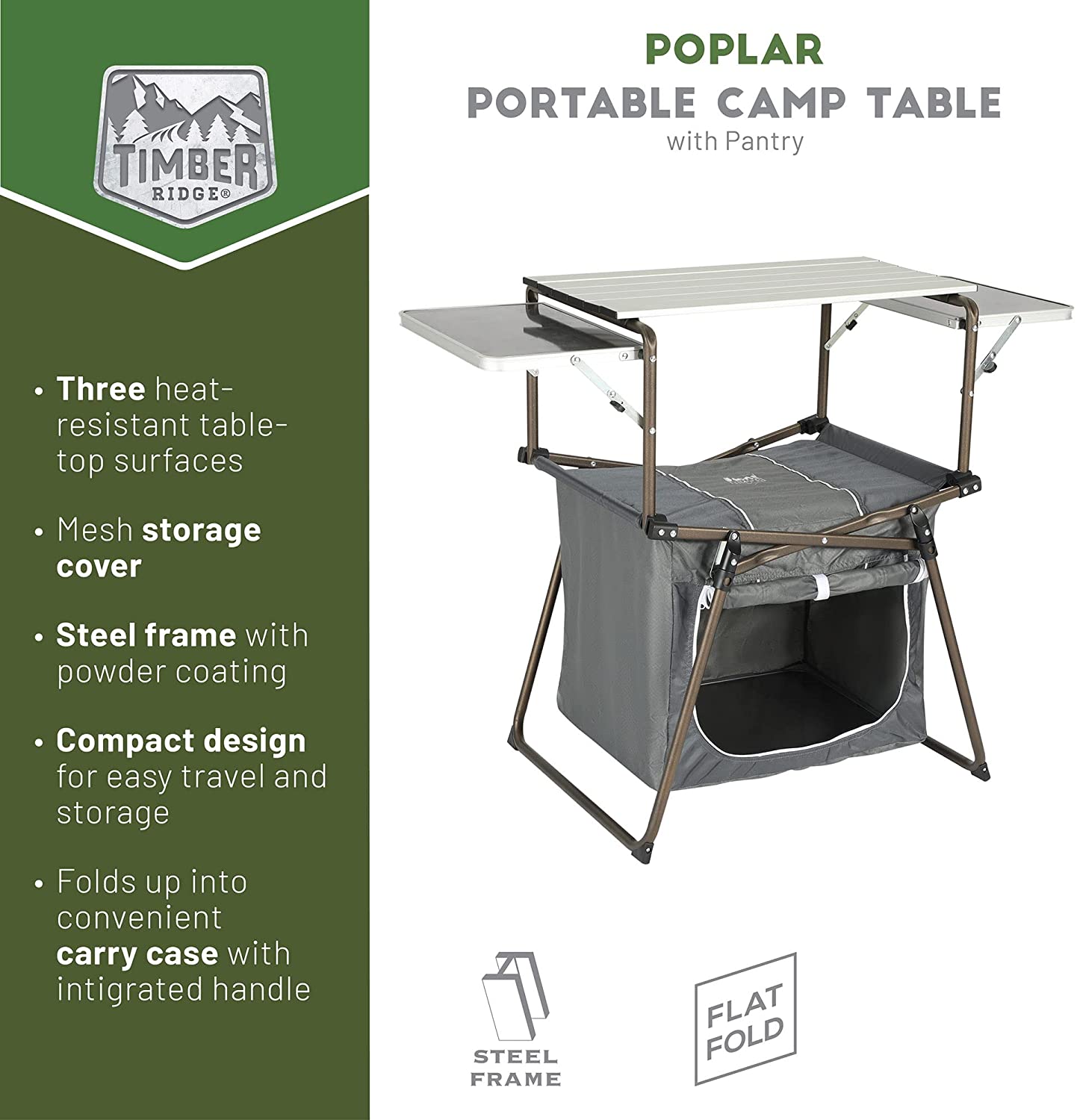 Folding Kitchen Lightweight Portable Aluminum Storage and Carry Bag, Camp Cook Station, Foldable Grill Table for BBQ, Picnic, Backyard, 42.13X13.58X31.3/33.46 inches, Gray