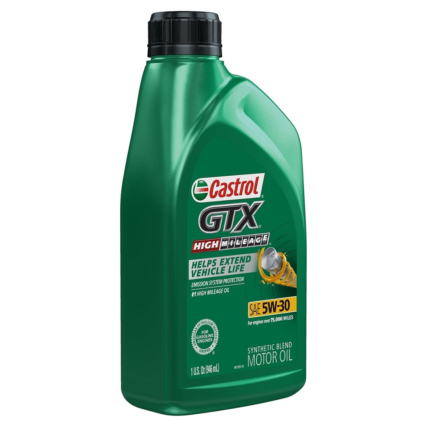 Castrol GTX High Mileage 5W-30 Synthetic Blend Motor Oil, 1 Quart