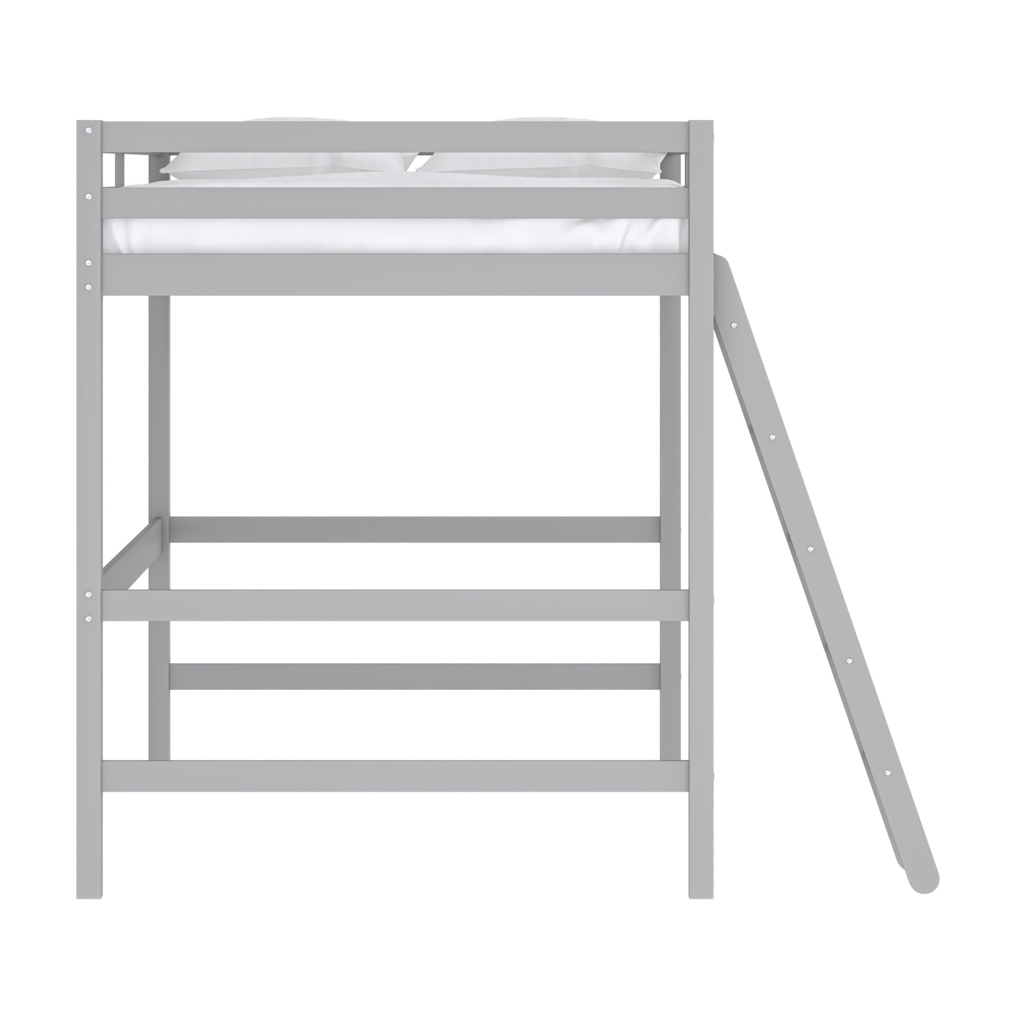 Hillsdale Campbell Wood Full Loft Bunk Bed with Ladder, up to 350 lbs Capacity, Gray