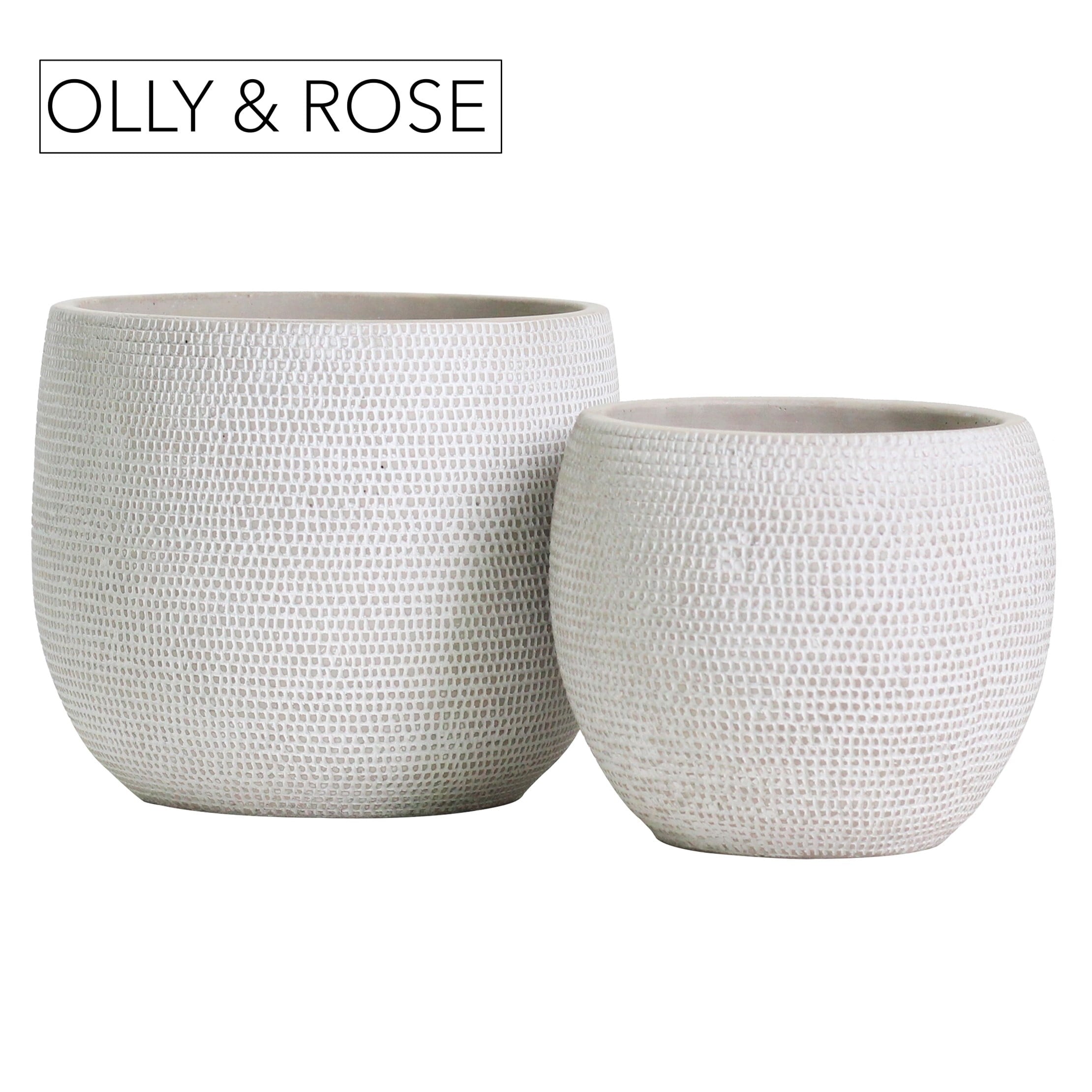 Olly & Rose Barcelona Ceramic Plant Pot Set 2 - Indoor & Outdoor Planters for Indoors and Outdoor Flower Pots (White)