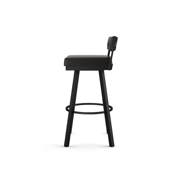 Travis 30 in. Black Faux Leather / Black Metal Swivel Bar Stool