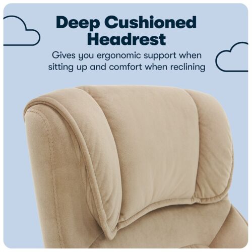 Serta Hannah Microfiber Office Chair with Headrest Pillow Plush Beige
