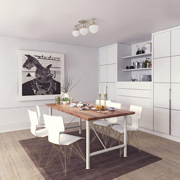 Mabel 2.03 ft. 3-Lights Antique Brass Fixed Track Lighting Kit with Frosted Glass Shades, Bulbs Included