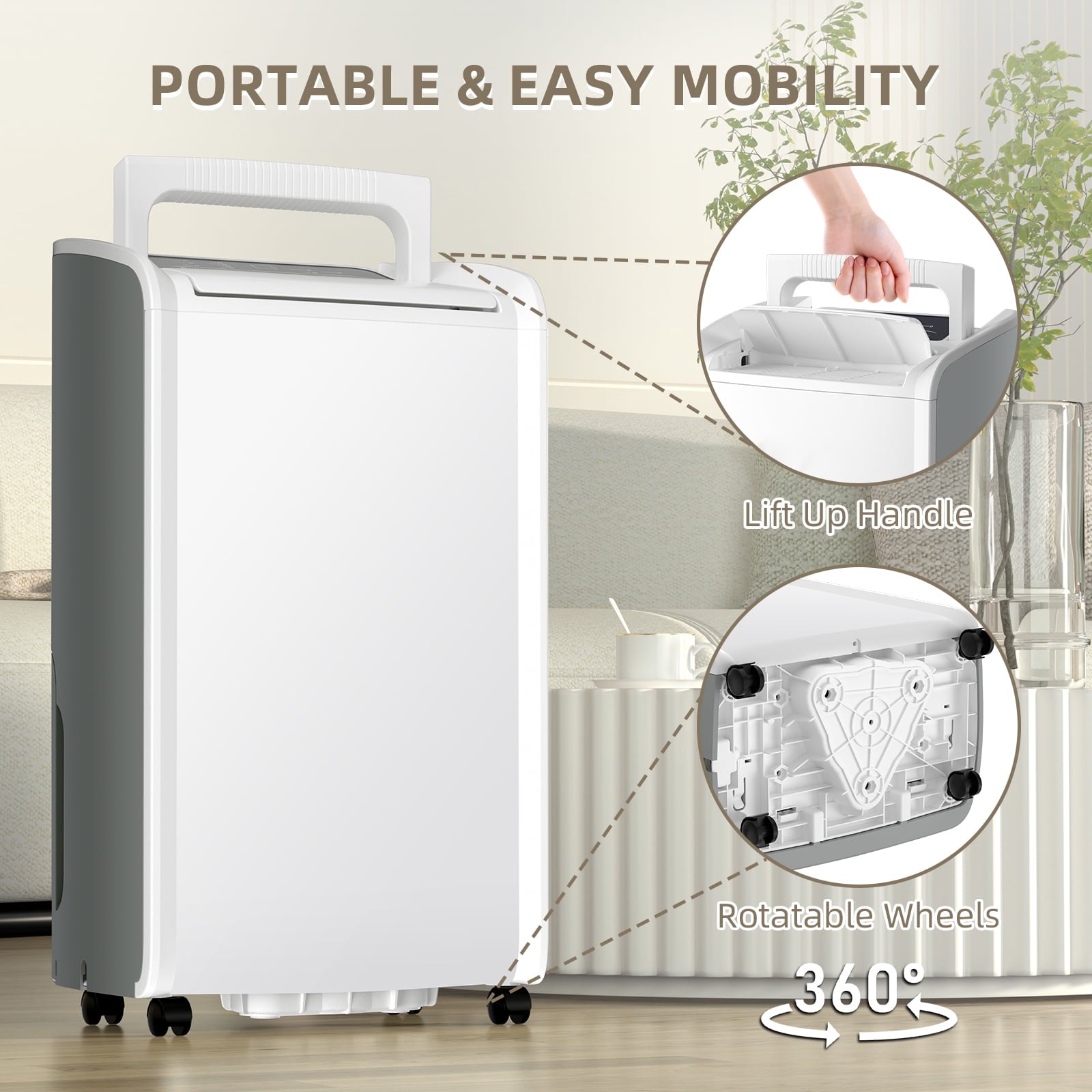 Rocyis 70 Pints 4,500 Sq. Ft. Home Dehumidifier for Large Room, Basement with Auto Shut off, Drain Hose, Reusable Filter Humidity Control for Bedroom, Bathroom