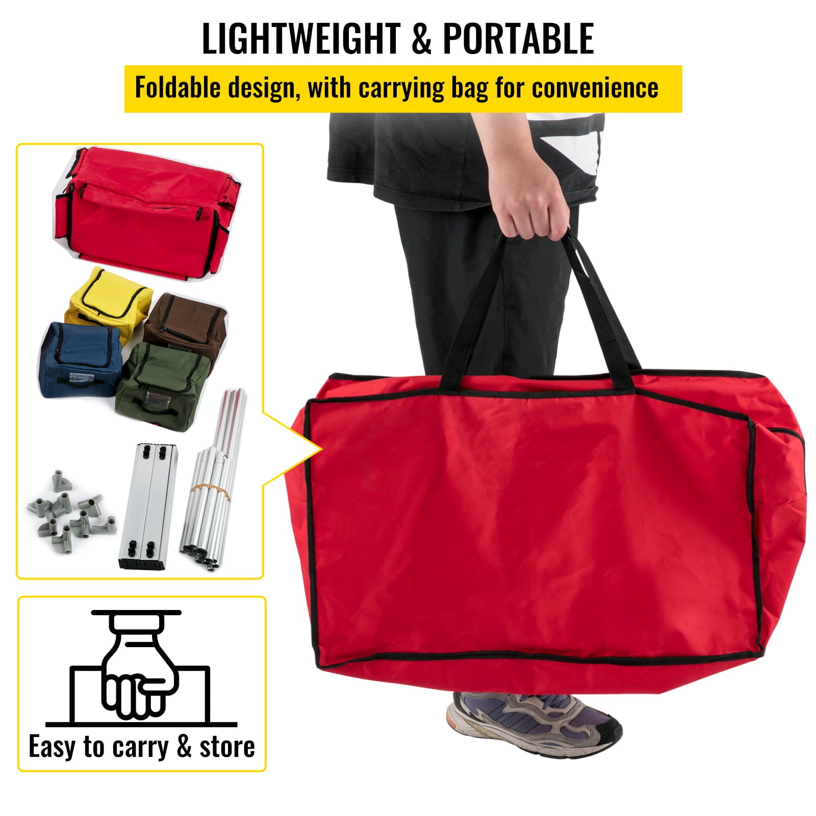 Camping Kitchen Station, Aluminum Portable Folding Camp Cook Table with 4 Detachable Legs & 4 Cooler Bags, Red