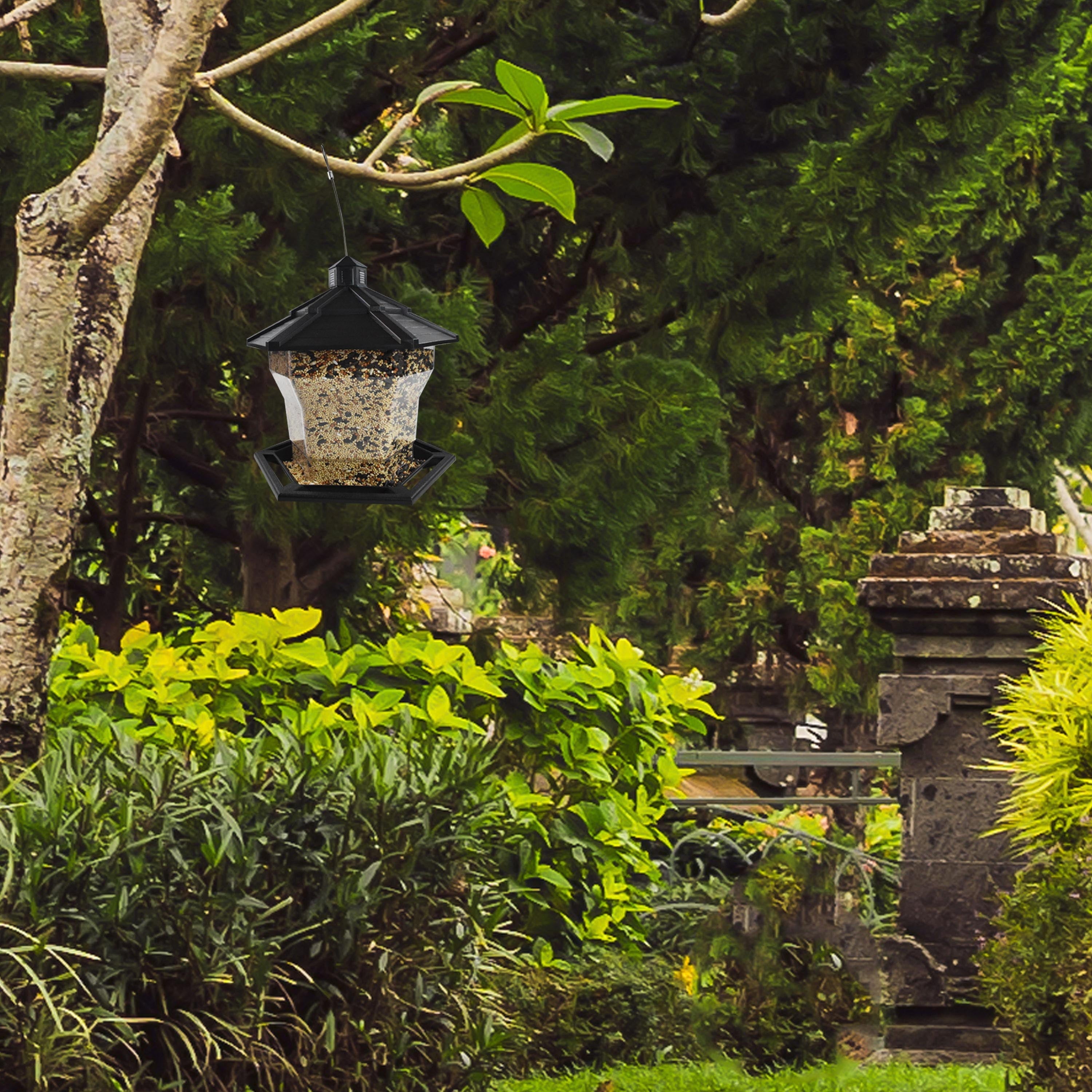 Pennington Black Plastic Hopper Cardinal Wild Bird Feeder, 6 lb. Capacity